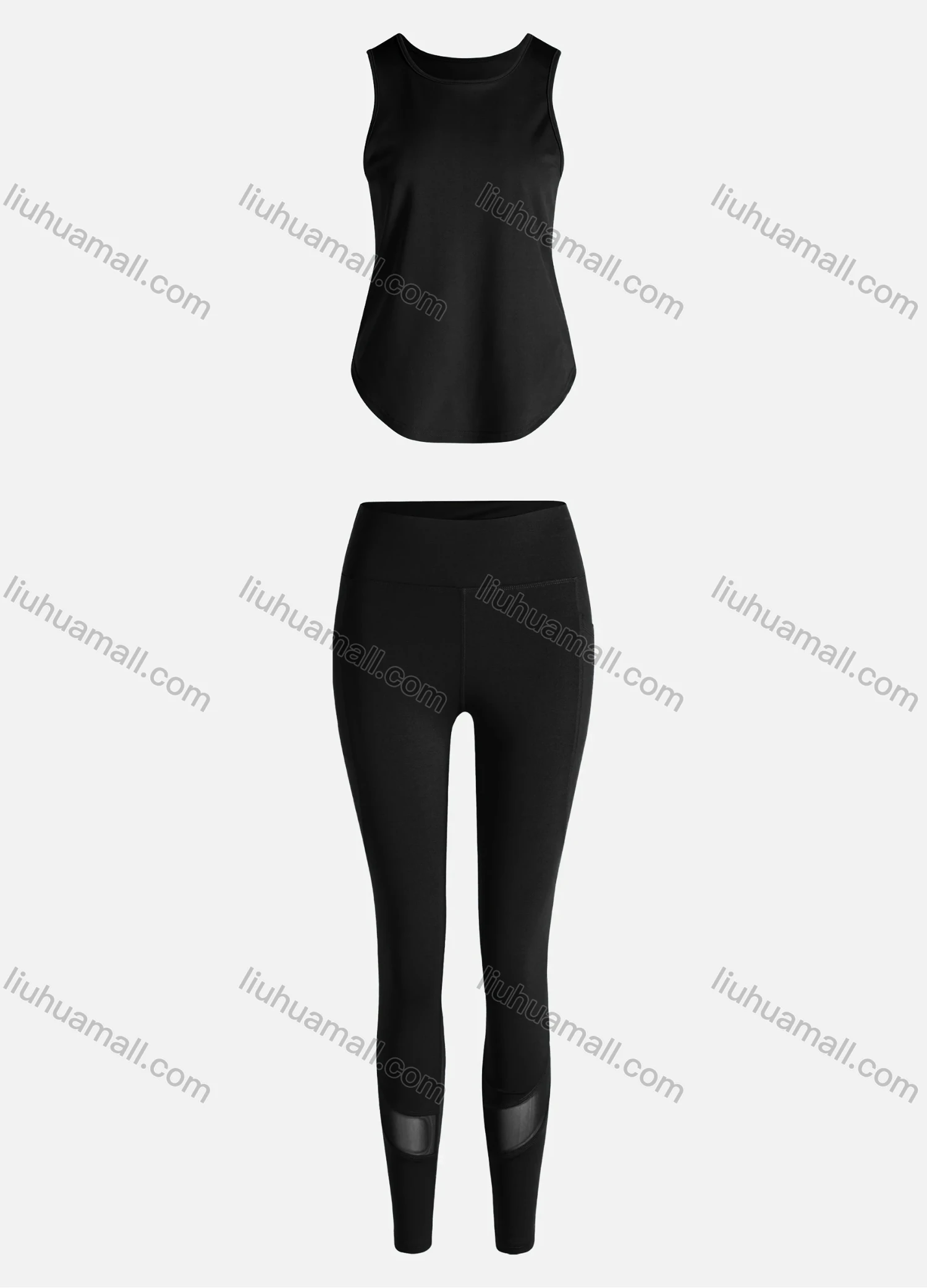 Wholesale Women's Sporty Breathable Quick Dry Geometric Tank Top & High Waist Leggings 2 Piece Yoga Workout Outfits 1007#&1012# - Liuhuamall