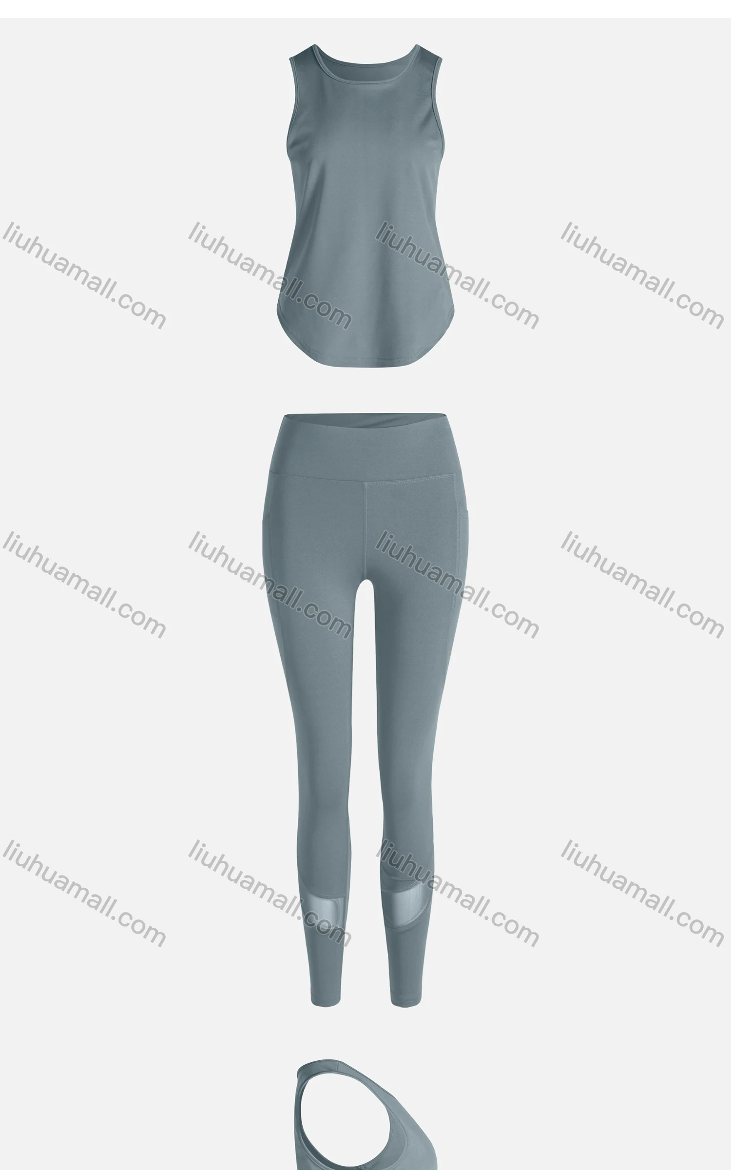 Wholesale Women's Sporty Breathable Quick Dry Geometric Tank Top & High Waist Leggings 2 Piece Yoga Workout Outfits 1007#&1012# - Liuhuamall