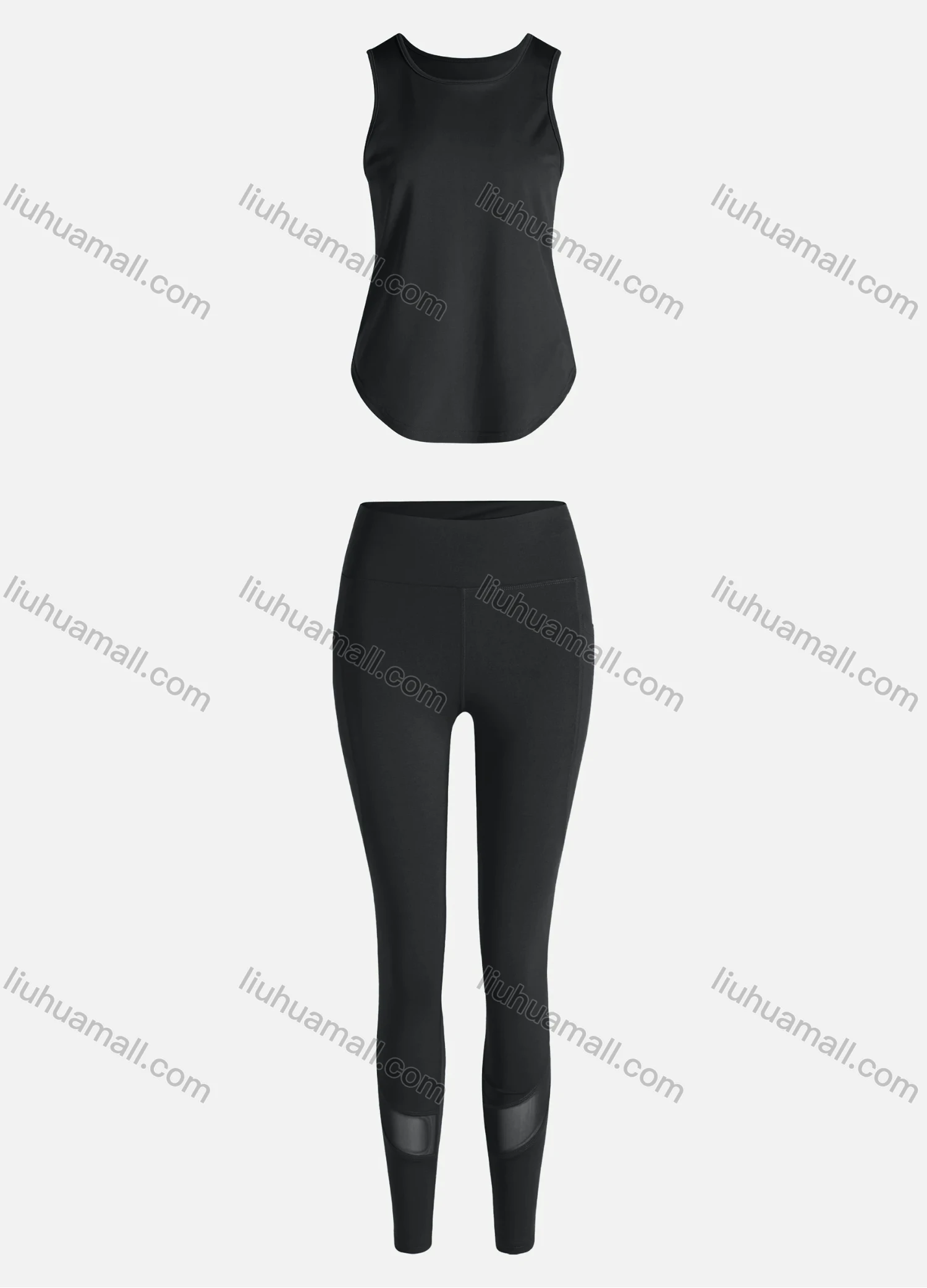 Wholesale Women's Sporty Breathable Quick Dry Geometric Tank Top & High Waist Leggings 2 Piece Yoga Workout Outfits 1007#&1012# - Liuhuamall
