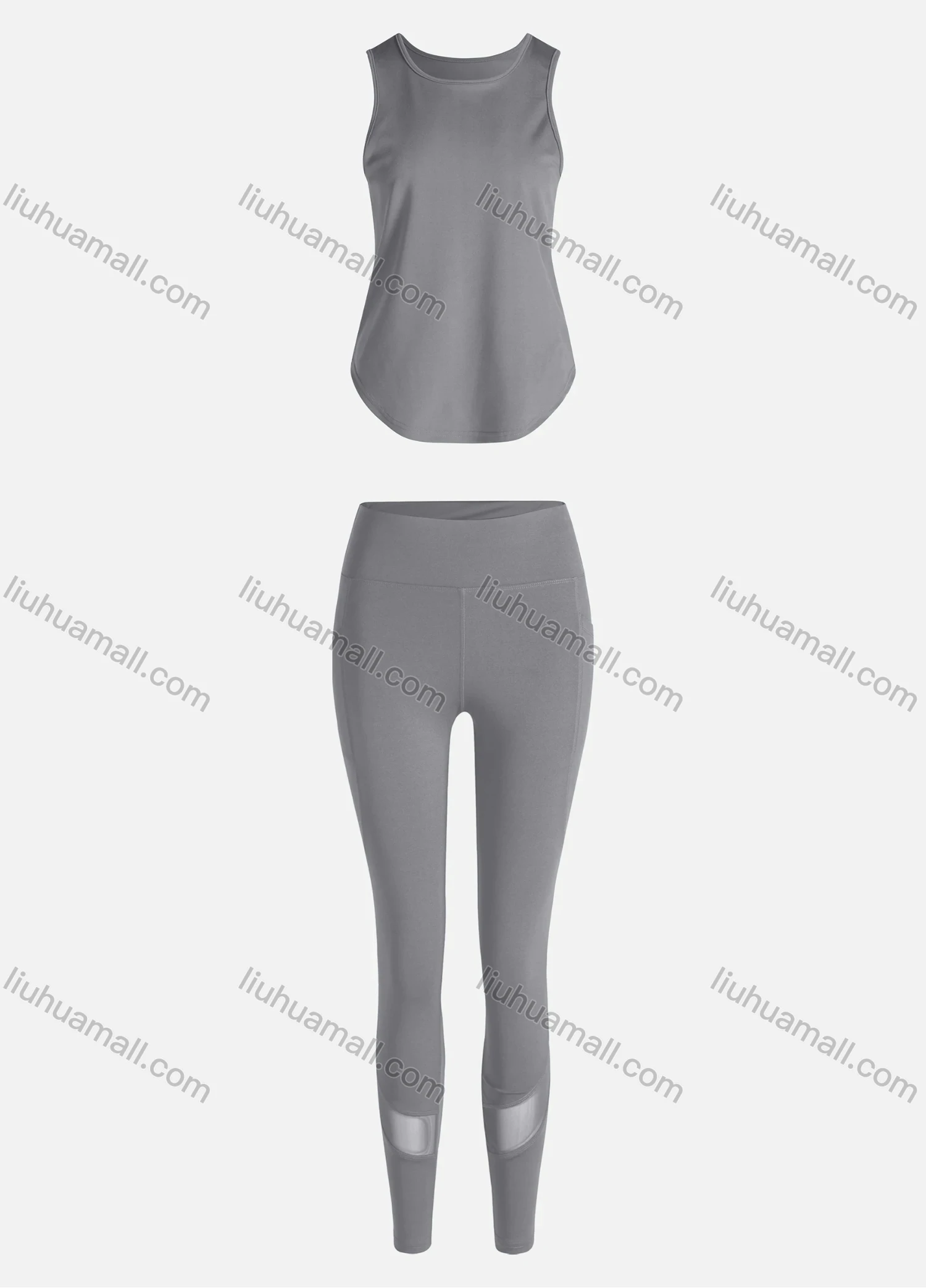 Wholesale Women's Sporty Breathable Quick Dry Geometric Tank Top & High Waist Leggings 2 Piece Yoga Workout Outfits 1007#&1012# - Liuhuamall