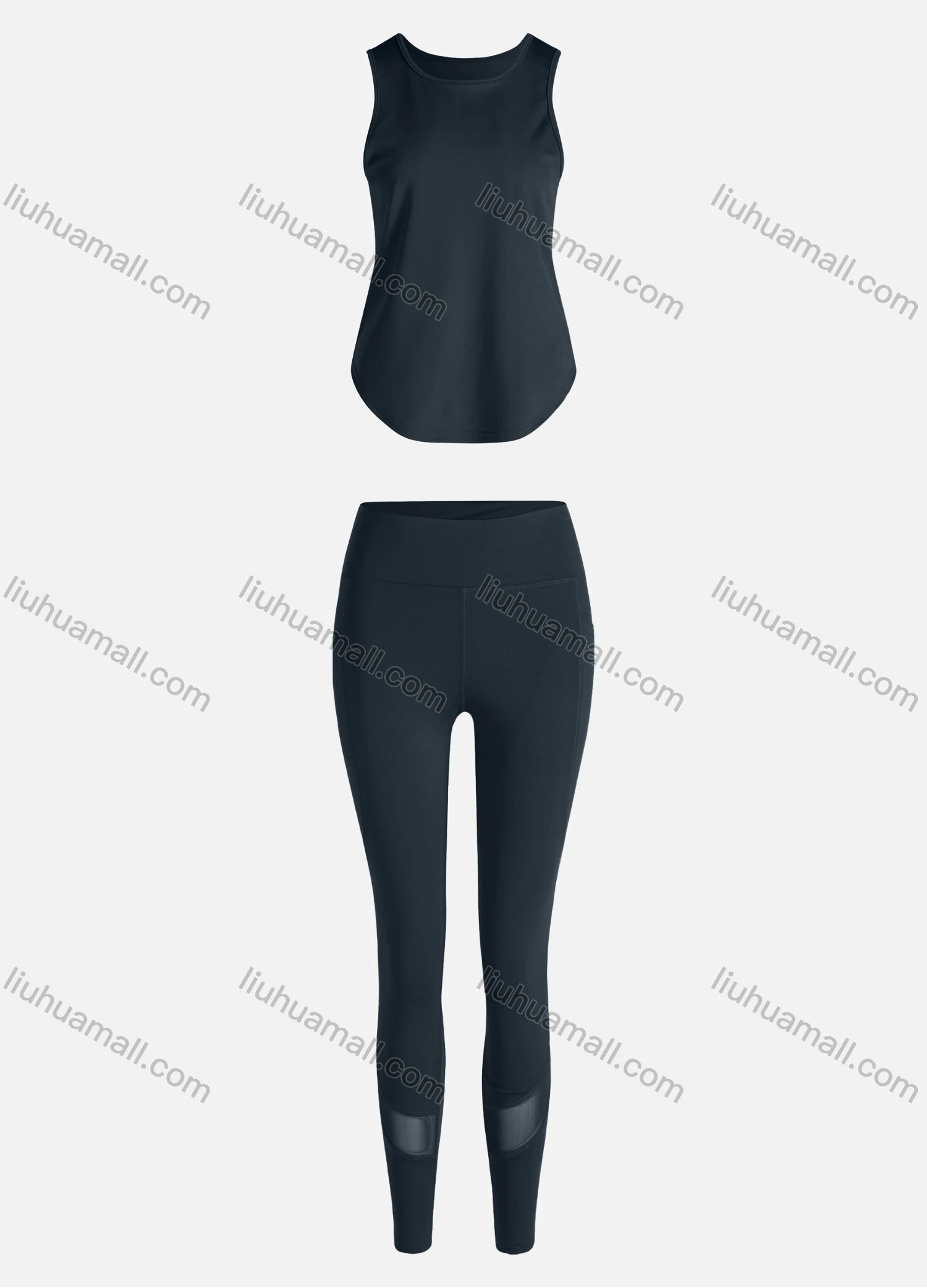 Wholesale Women's Sporty Breathable Quick Dry Geometric Tank Top & High Waist Leggings 2 Piece Yoga Workout Outfits 1007#&1012# - Liuhuamall