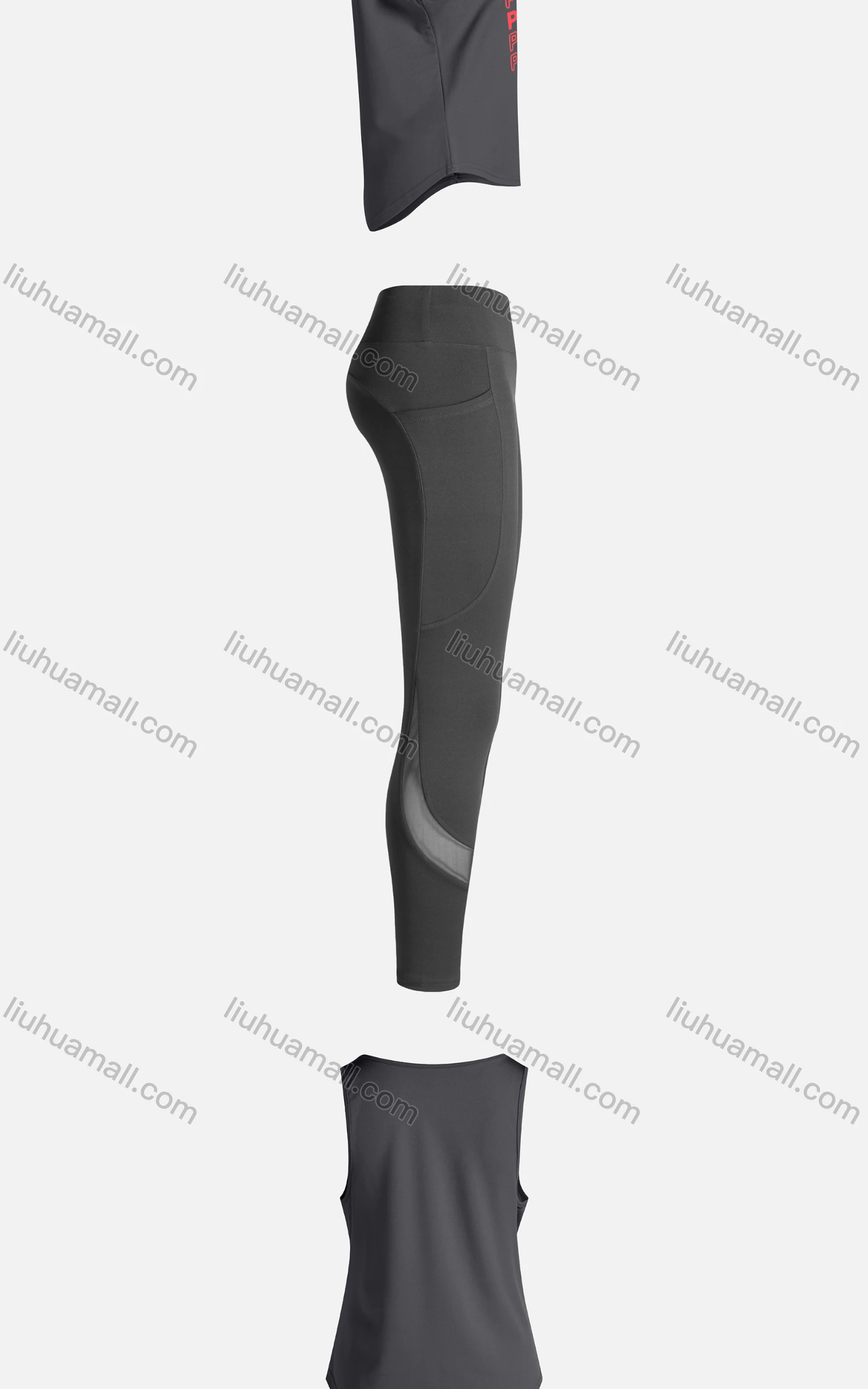 Wholesale Women's Sporty Breathable Quick Dry Letter Tank Top & High Waist Leggings 2 Piece Yoga Workout Outfits 1007#&1013# - Liuhuamall