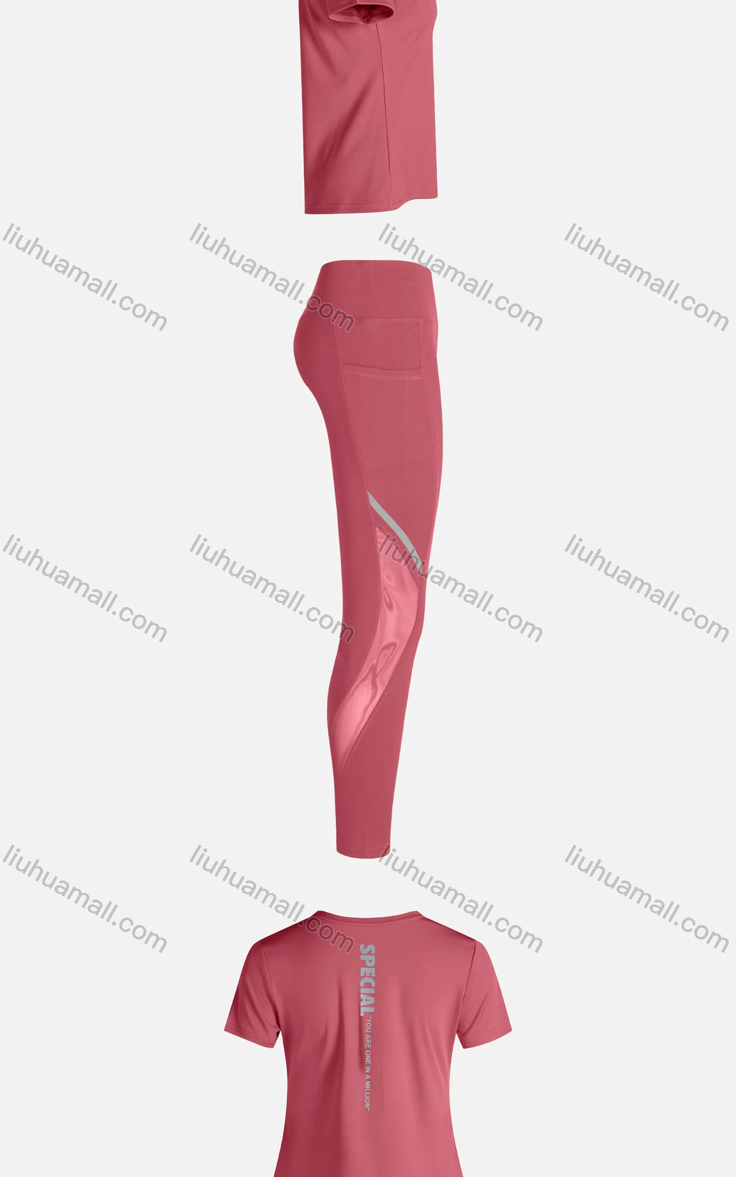 Wholesale Women's Sporty Breathable Quick Dry Letter T-shirt & High Waist Leggings 2 Piece Yoga Workout Outfits 1006#&1015# - Liuhuamall