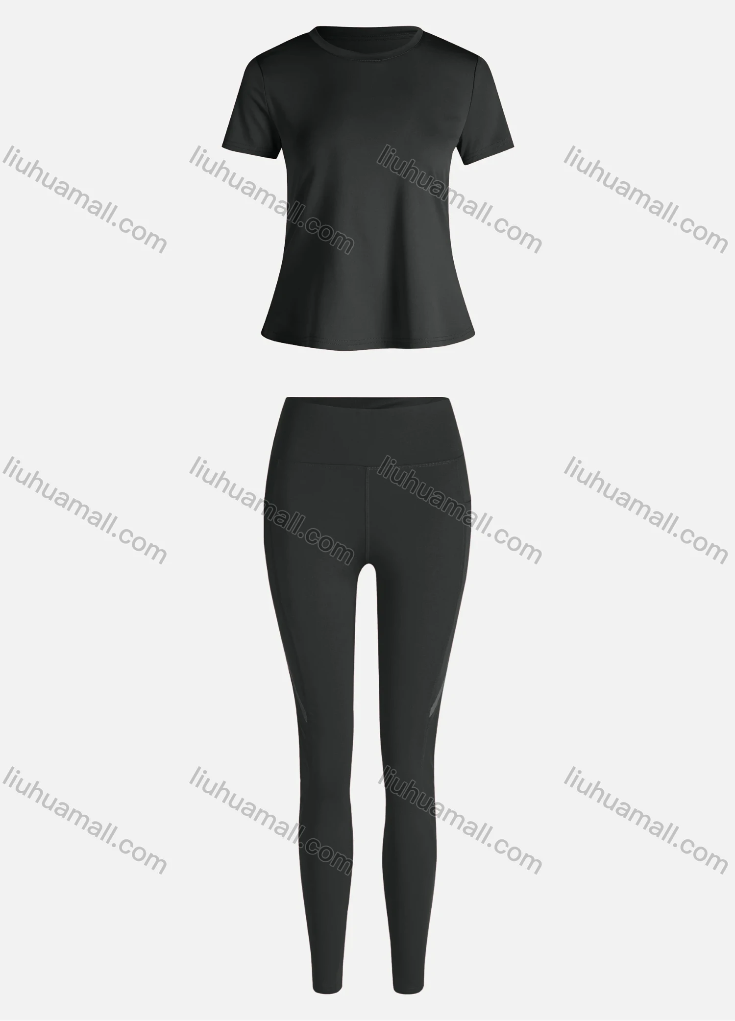 Wholesale Women's Sporty Breathable Quick Dry Letter T-shirt & High Waist Leggings 2 Piece Yoga Workout Outfits 1006#&1015# - Liuhuamall