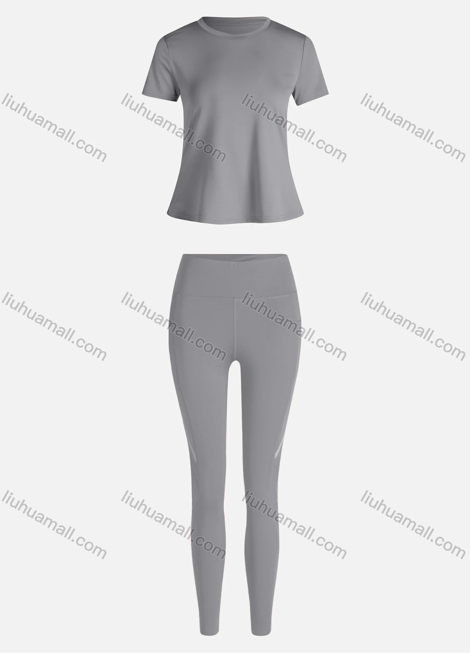 Wholesale Women's Sporty Breathable Quick Dry Letter T-shirt & High Waist Leggings 2 Piece Yoga Workout Outfits 1006#&1015# - Liuhuamall