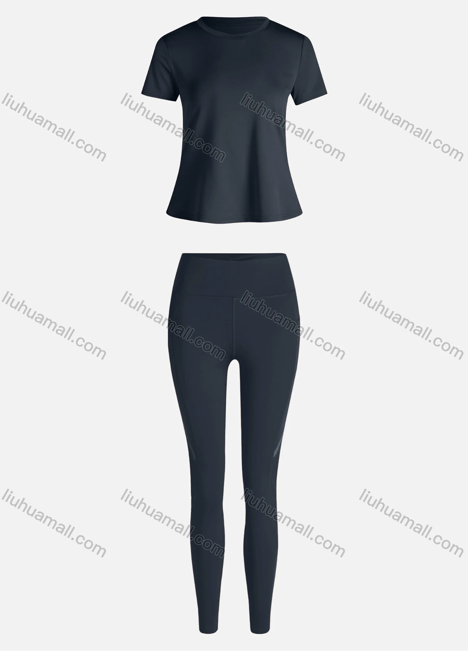 Wholesale Women's Sporty Breathable Quick Dry Letter T-shirt & High Waist Leggings 2 Piece Yoga Workout Outfits 1006#&1015# - Liuhuamall