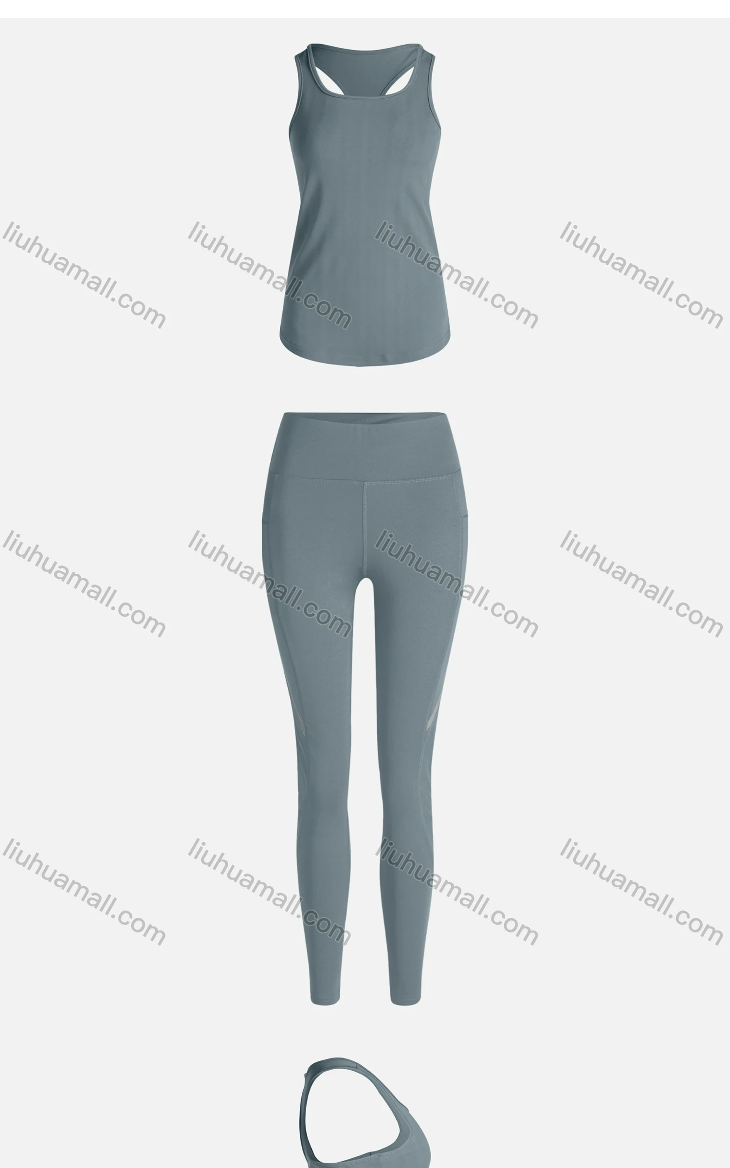 Wholesale Women's Sporty Breathable Quick Dry Letter Tank Top & High Waist Leggings 2 Piece Yoga Workout Outfits 1006#&1010# - Liuhuamall