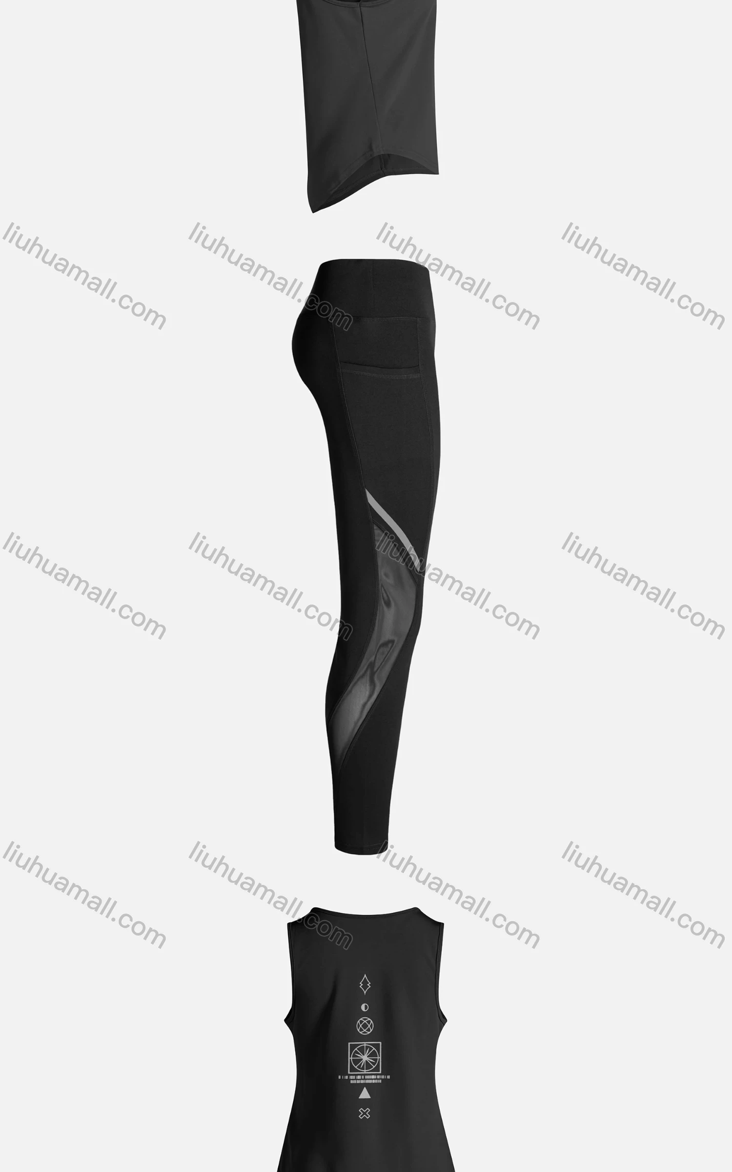Wholesale Women's Sporty Breathable Quick Dry Geometric Tank Top & High Waist Leggings 2 Piece Yoga Workout Outfits 1006#&1012# - Liuhuamall