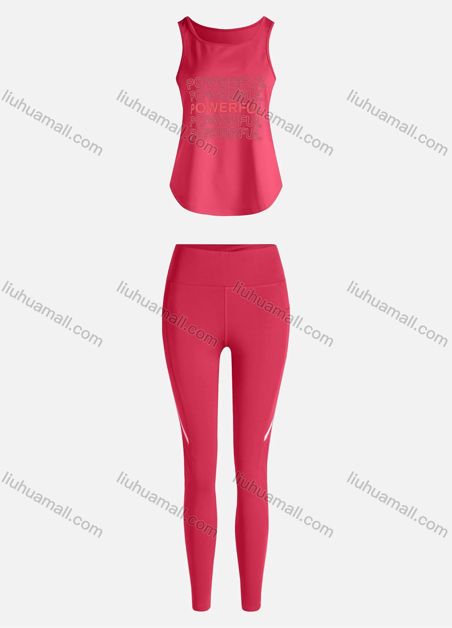 Wholesale Women's Sporty Breathable Quick Dry Letter Tank Top & High Waist Leggings 2 Piece Yoga Workout Outfits 1006#&1013# - Liuhuamall