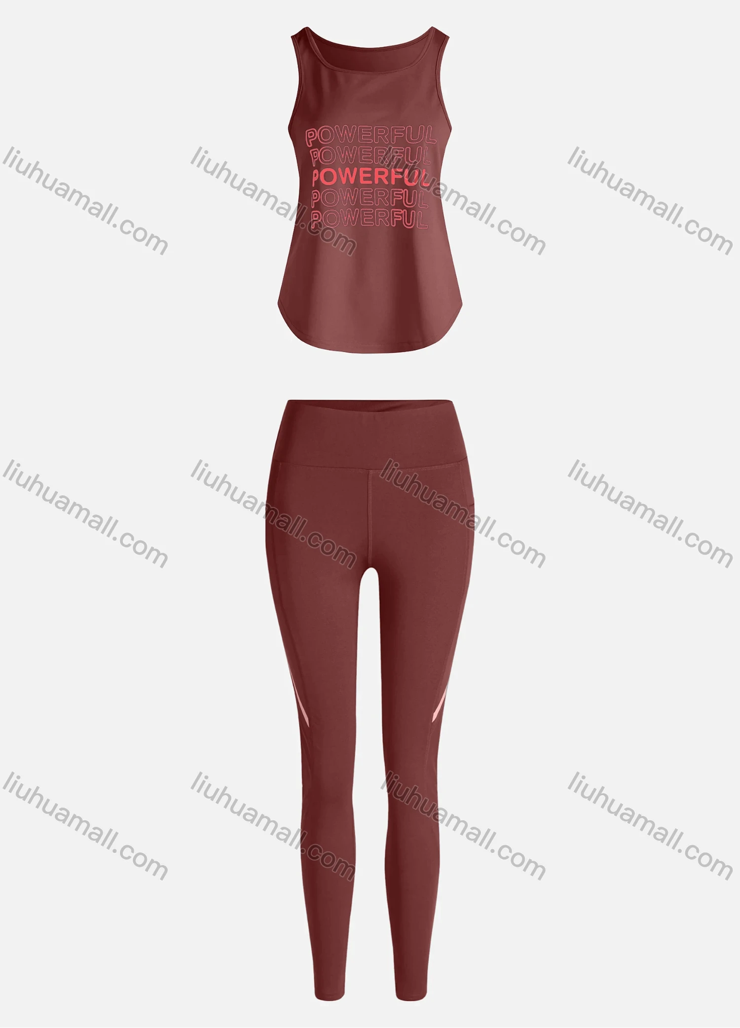 Wholesale Women's Sporty Breathable Quick Dry Letter Tank Top & High Waist Leggings 2 Piece Yoga Workout Outfits 1006#&1013# - Liuhuamall