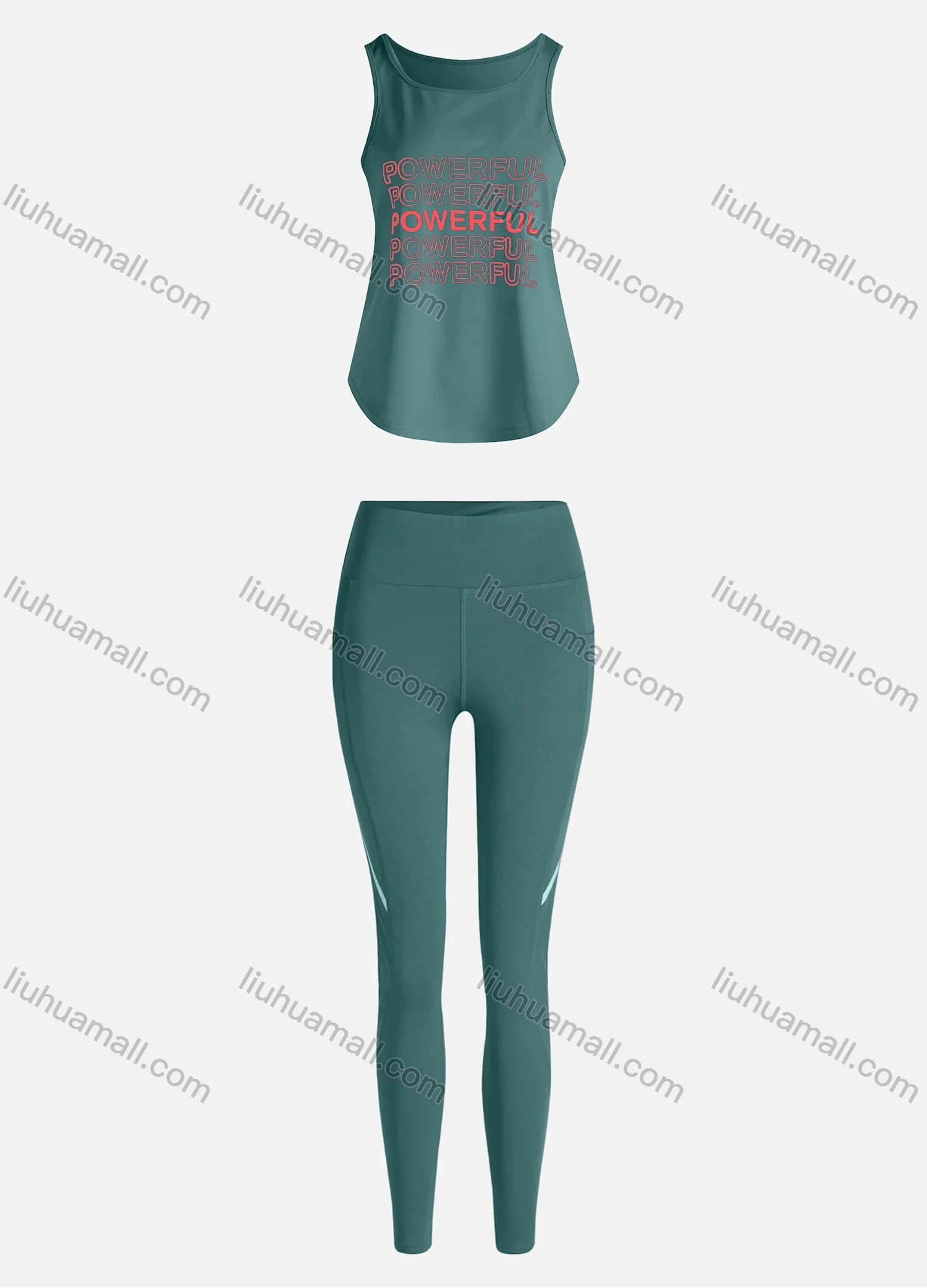 Wholesale Women's Sporty Breathable Quick Dry Letter Tank Top & High Waist Leggings 2 Piece Yoga Workout Outfits 1006#&1013# - Liuhuamall