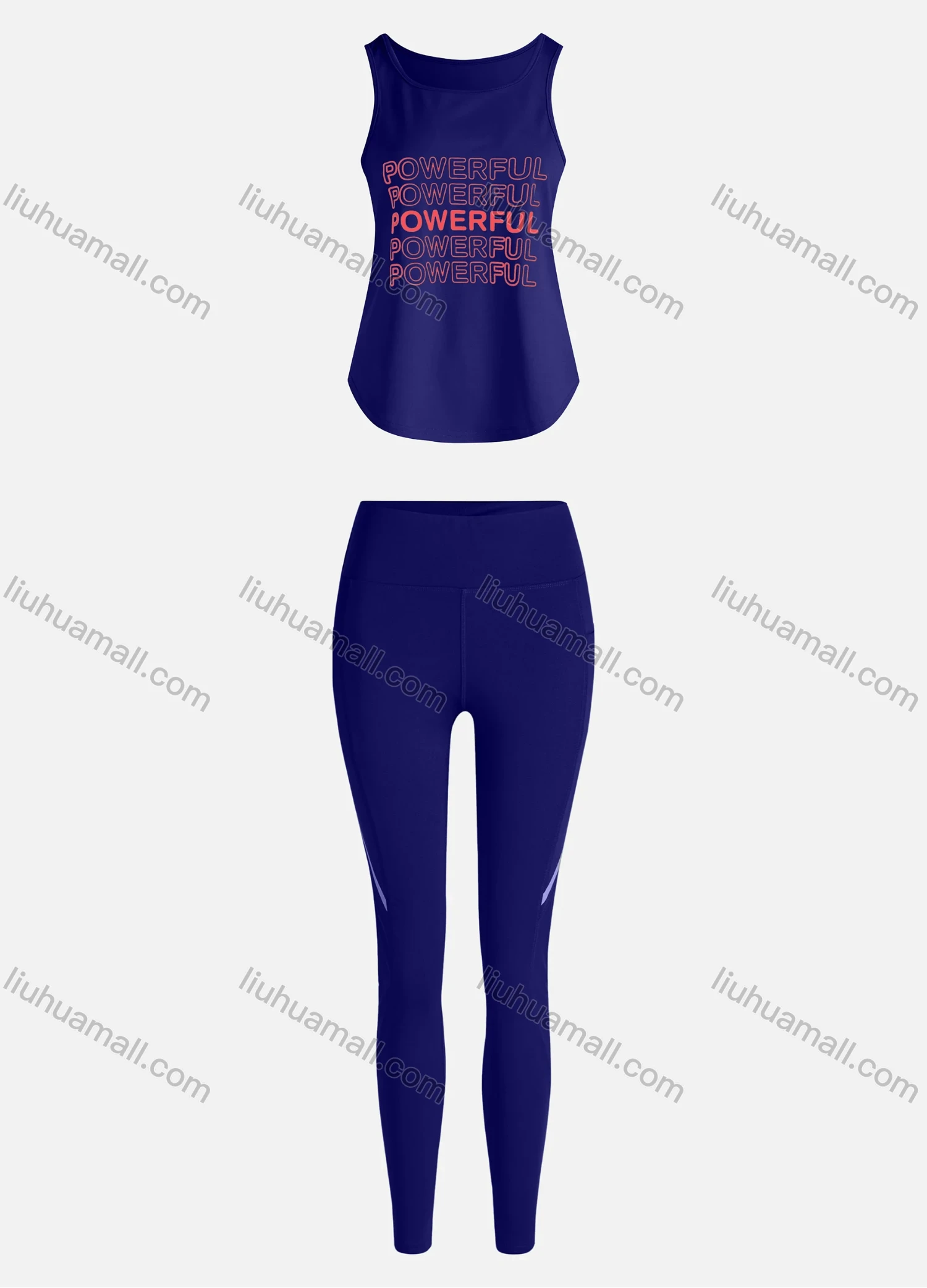 Wholesale Women's Sporty Breathable Quick Dry Letter Tank Top & High Waist Leggings 2 Piece Yoga Workout Outfits 1006#&1013# - Liuhuamall