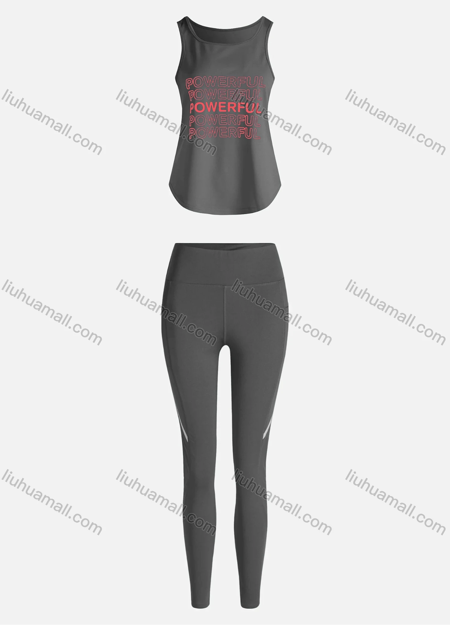 Wholesale Women's Sporty Breathable Quick Dry Letter Tank Top & High Waist Leggings 2 Piece Yoga Workout Outfits 1006#&1013# - Liuhuamall