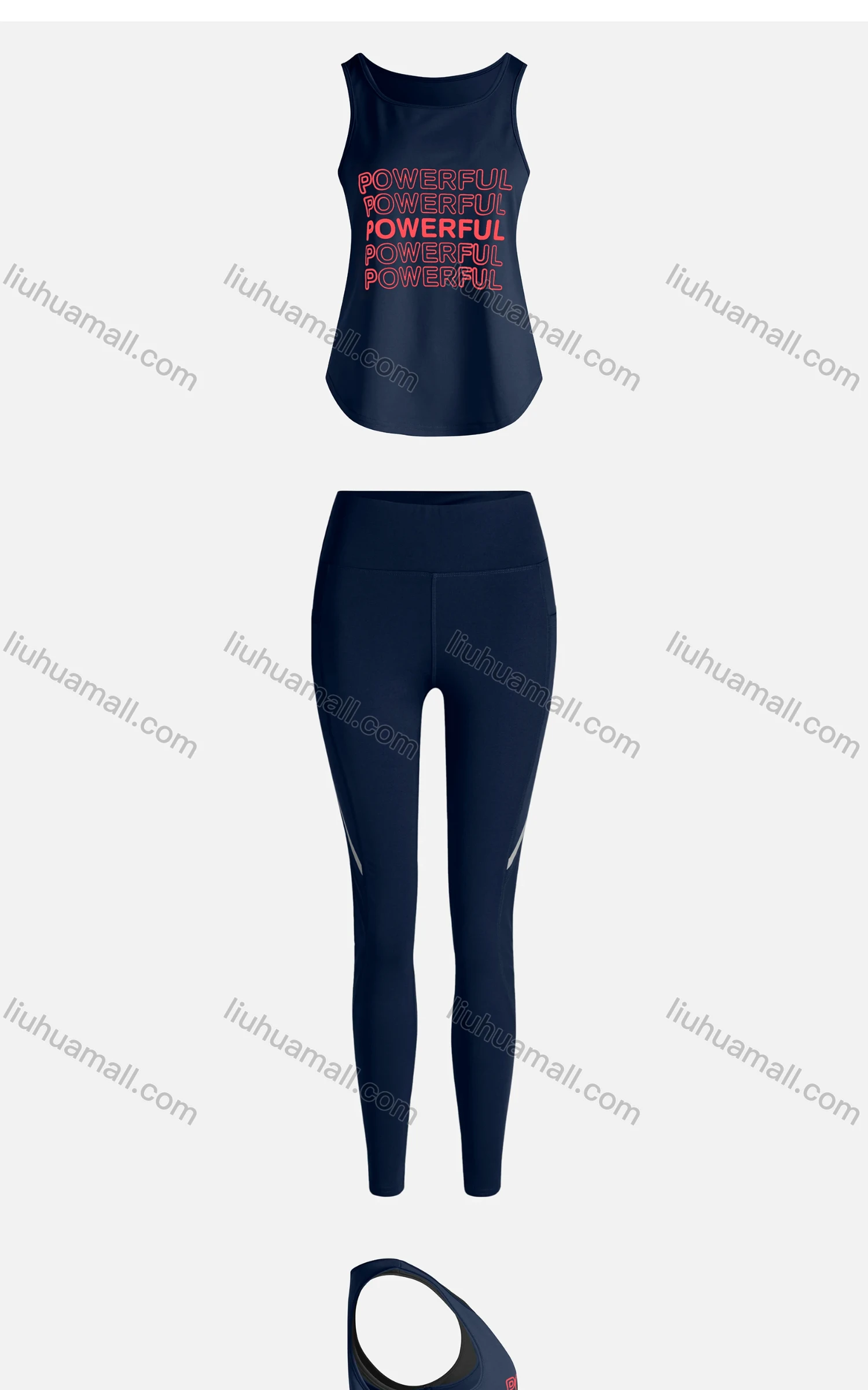 Wholesale Women's Sporty Breathable Quick Dry Letter Tank Top & High Waist Leggings 2 Piece Yoga Workout Outfits 1006#&1013# - Liuhuamall
