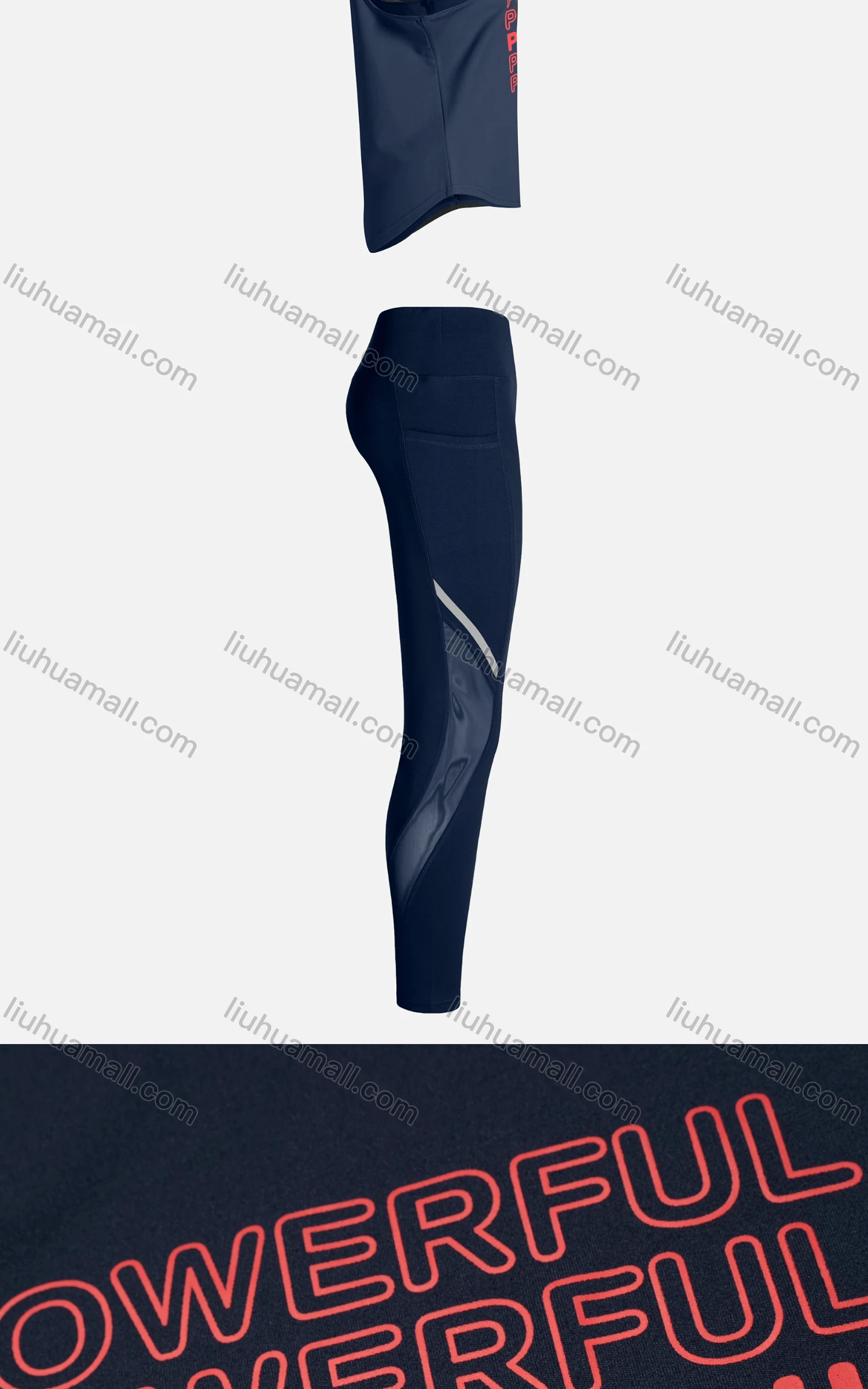Wholesale Women's Sporty Breathable Quick Dry Letter Tank Top & High Waist Leggings 2 Piece Yoga Workout Outfits 1006#&1013# - Liuhuamall