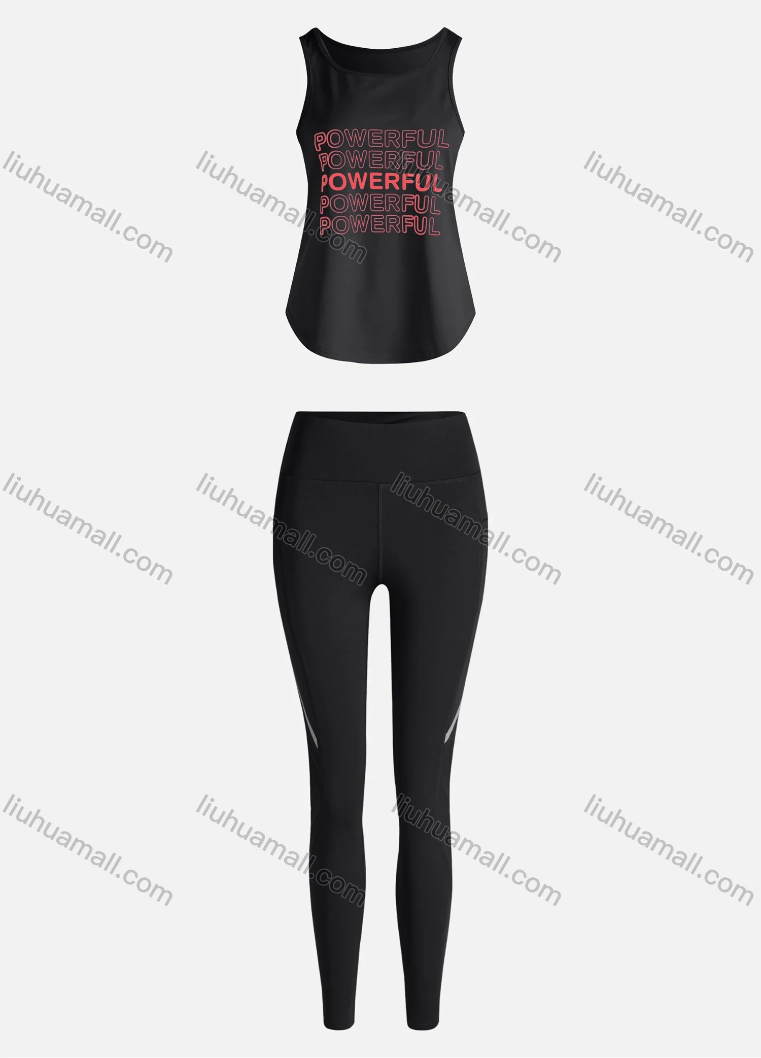 Wholesale Women's Sporty Breathable Quick Dry Letter Tank Top & High Waist Leggings 2 Piece Yoga Workout Outfits 1006#&1013# - Liuhuamall
