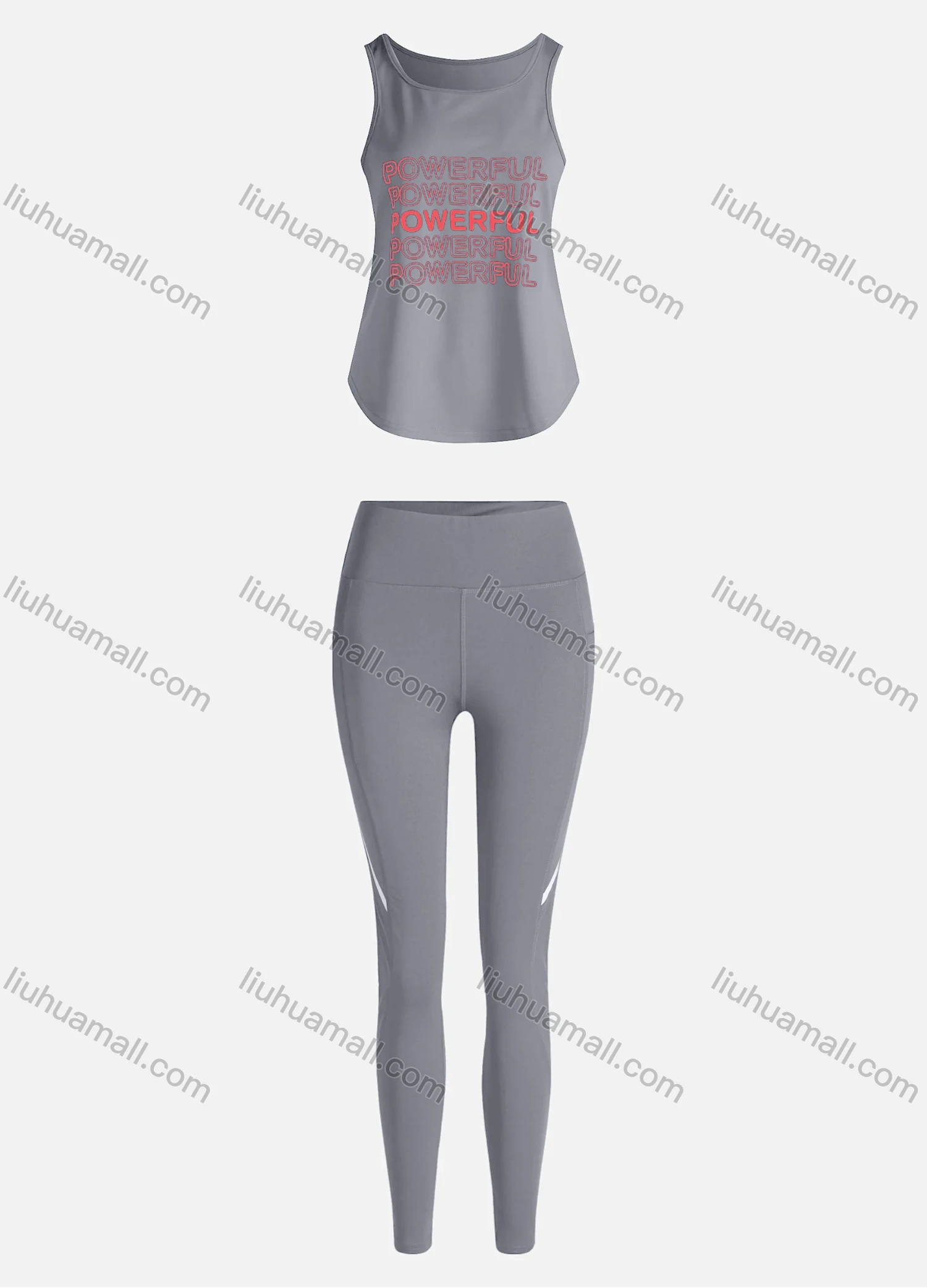 Wholesale Women's Sporty Breathable Quick Dry Letter Tank Top & High Waist Leggings 2 Piece Yoga Workout Outfits 1006#&1013# - Liuhuamall