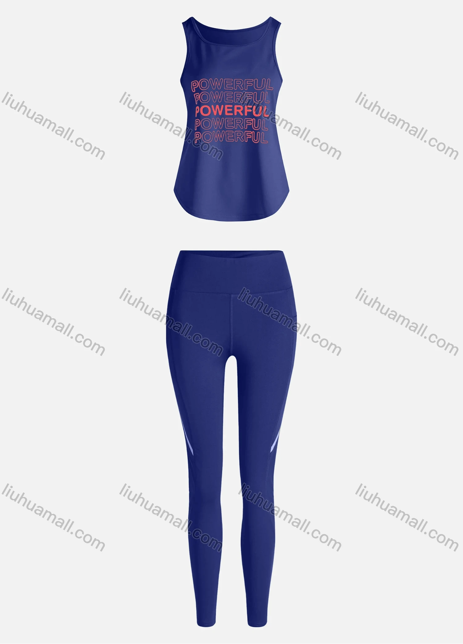 Wholesale Women's Sporty Breathable Quick Dry Letter Tank Top & High Waist Leggings 2 Piece Yoga Workout Outfits 1006#&1013# - Liuhuamall