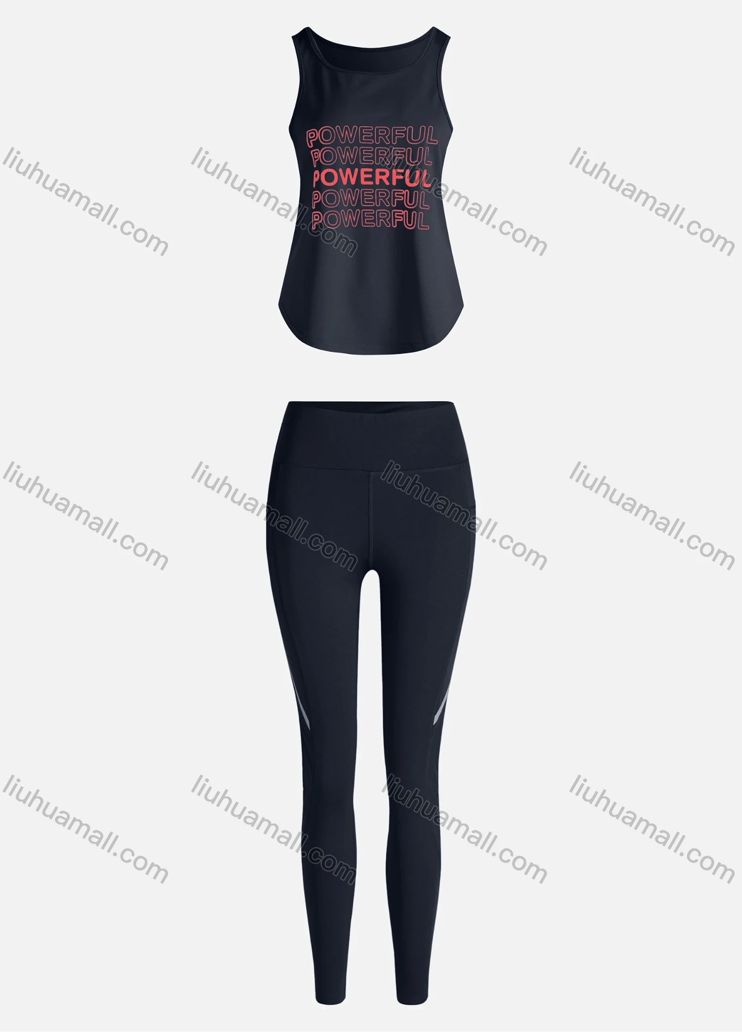 Wholesale Women's Sporty Breathable Quick Dry Letter Tank Top & High Waist Leggings 2 Piece Yoga Workout Outfits 1006#&1013# - Liuhuamall