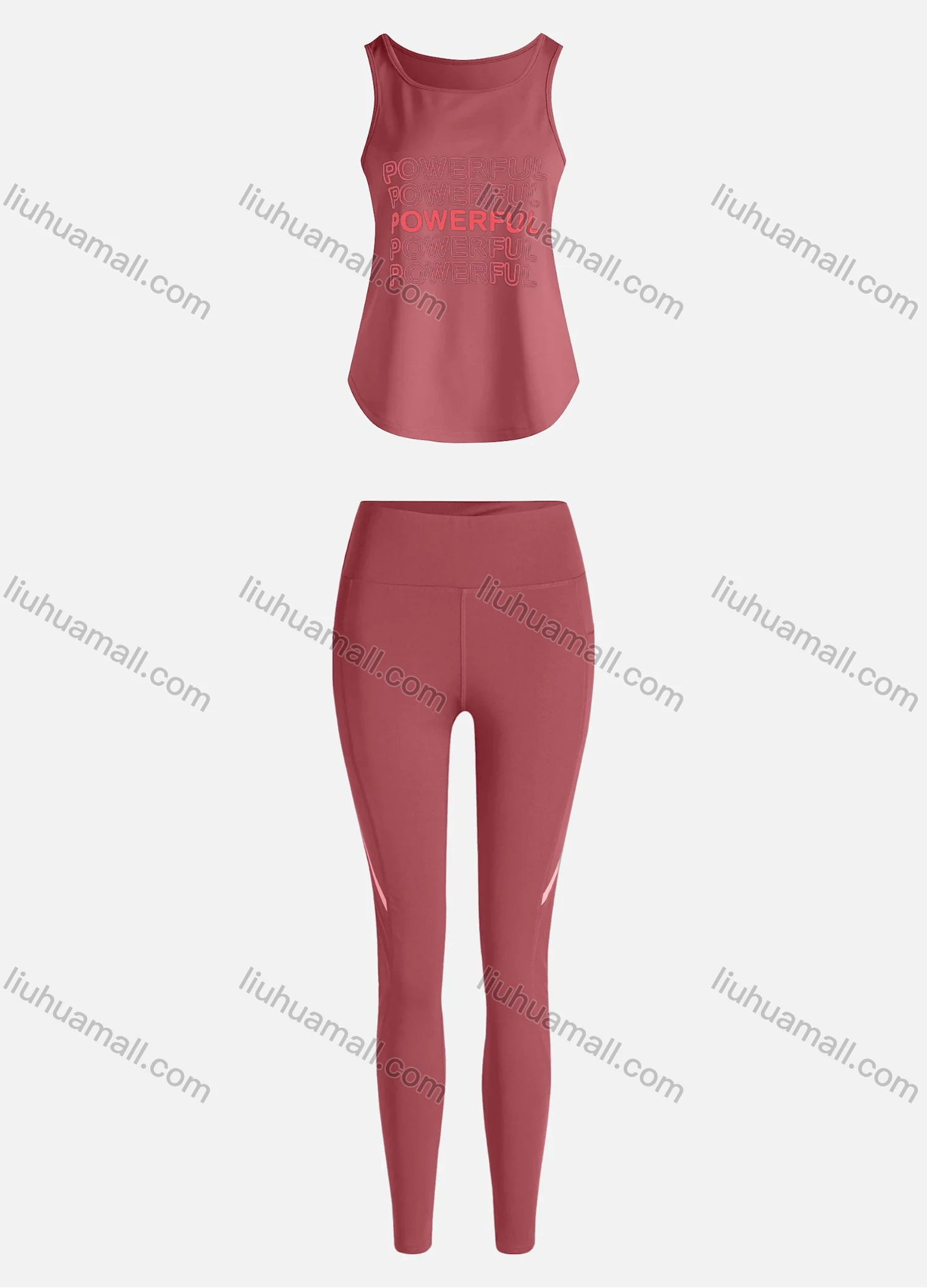 Wholesale Women's Sporty Breathable Quick Dry Letter Tank Top & High Waist Leggings 2 Piece Yoga Workout Outfits 1006#&1013# - Liuhuamall