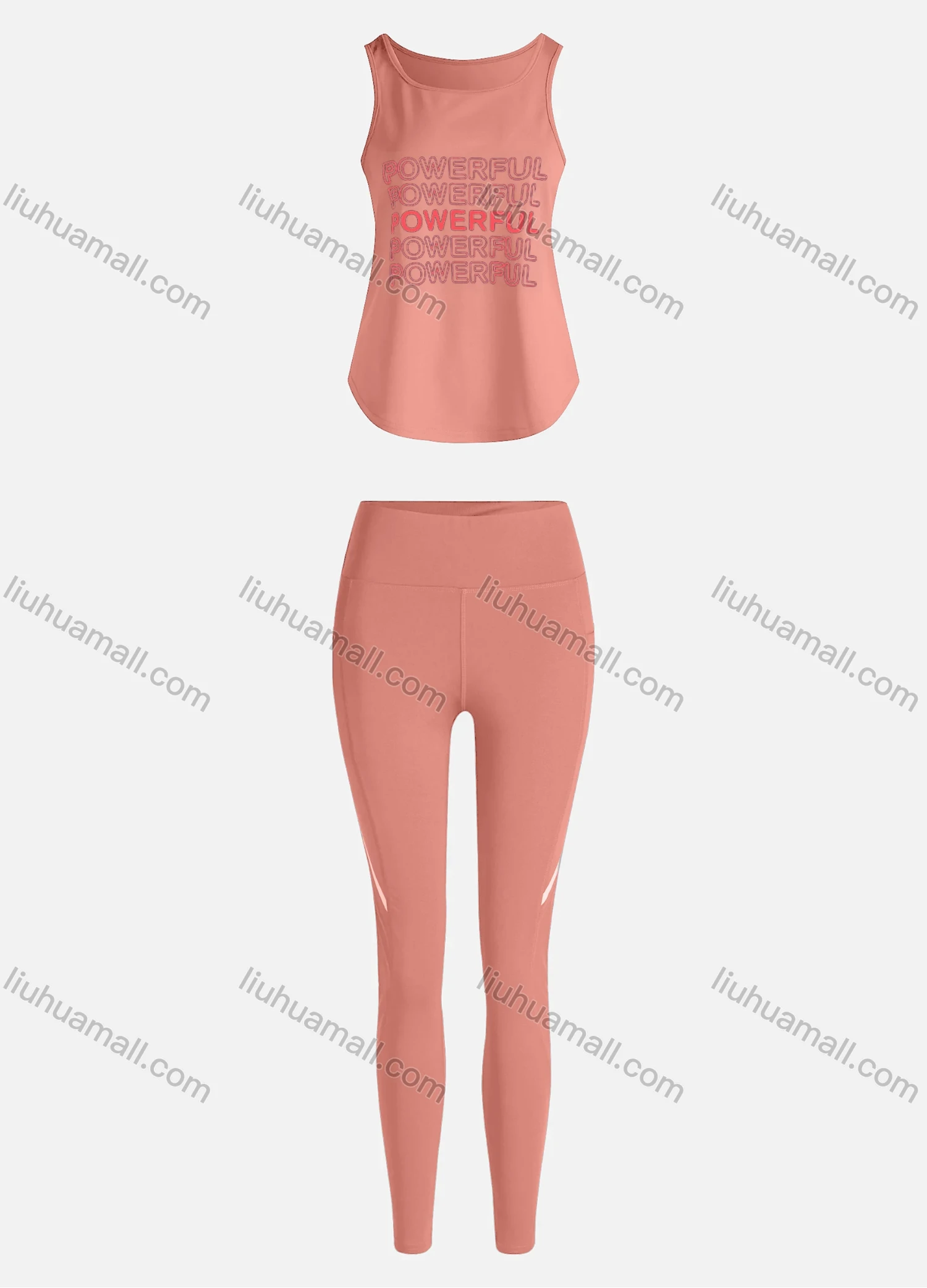 Wholesale Women's Sporty Breathable Quick Dry Letter Tank Top & High Waist Leggings 2 Piece Yoga Workout Outfits 1006#&1013# - Liuhuamall