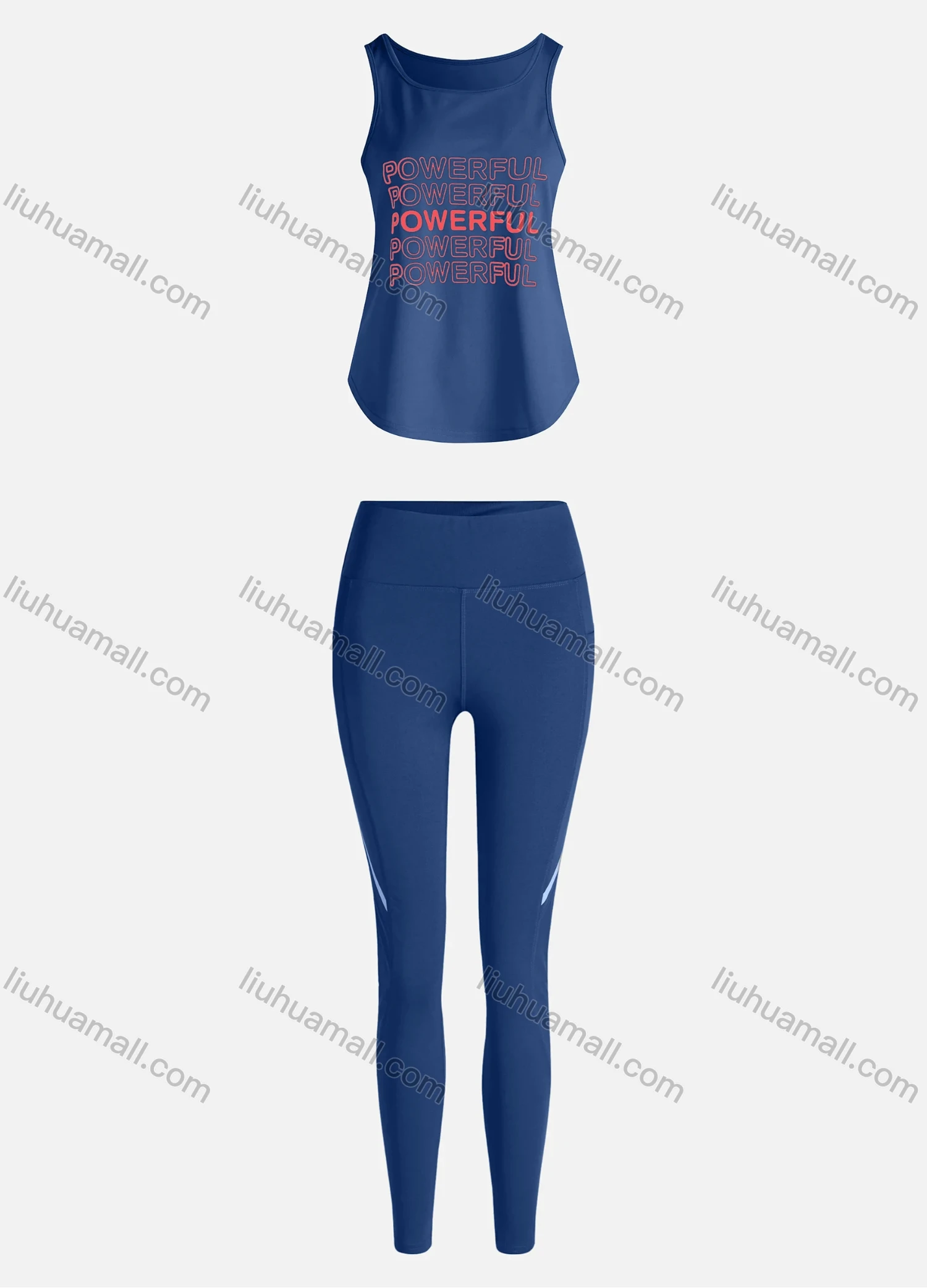 Wholesale Women's Sporty Breathable Quick Dry Letter Tank Top & High Waist Leggings 2 Piece Yoga Workout Outfits 1006#&1013# - Liuhuamall