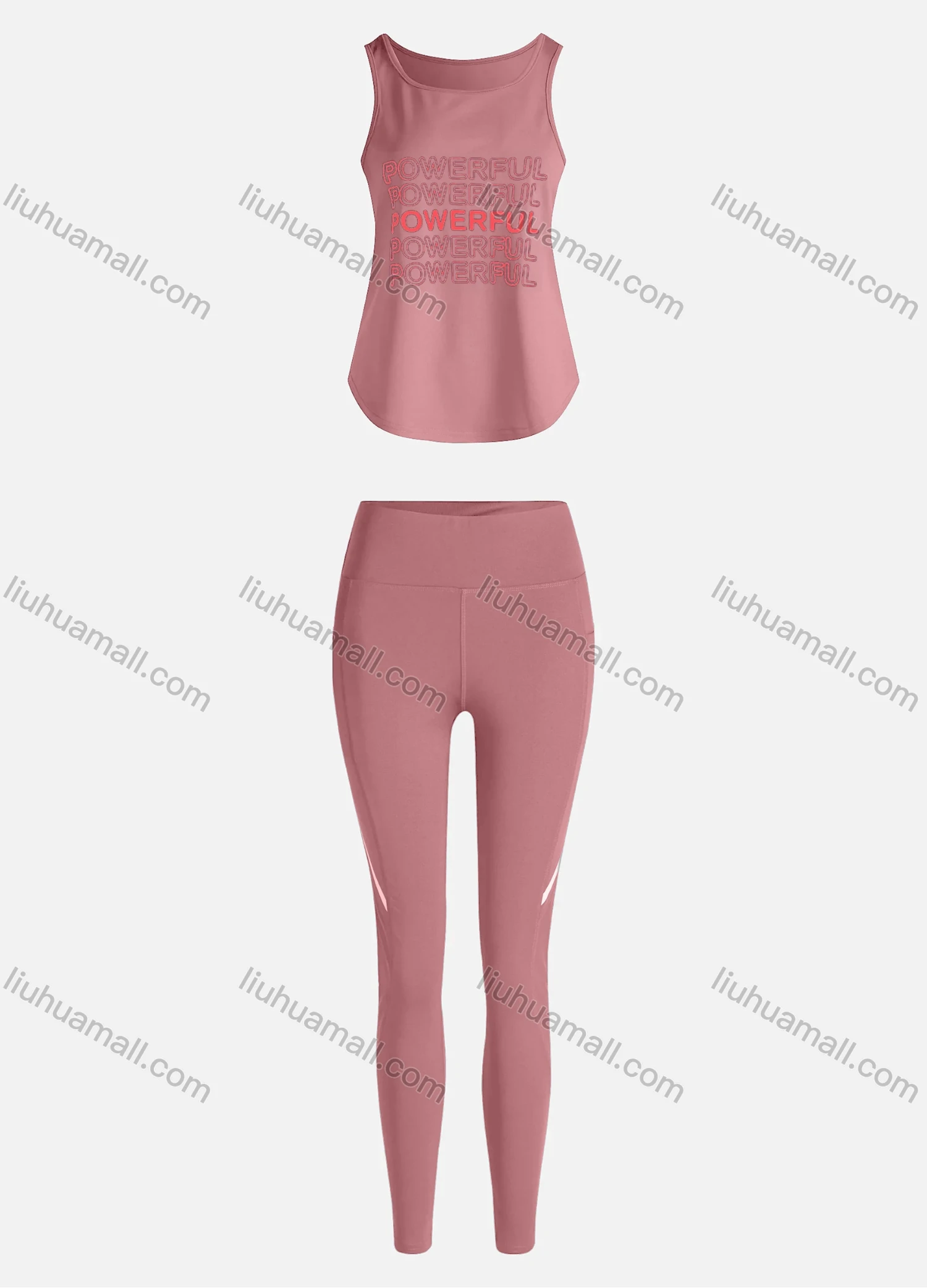 Wholesale Women's Sporty Breathable Quick Dry Letter Tank Top & High Waist Leggings 2 Piece Yoga Workout Outfits 1006#&1013# - Liuhuamall