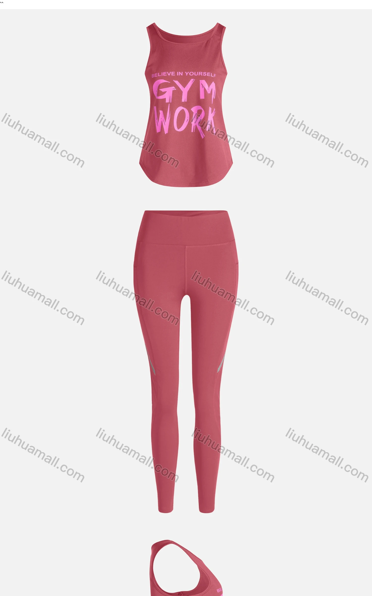 Wholesale Women's Sporty Breathable Quick Dry Letter Tank Top & High Waist Leggings 2 Piece Yoga Workout Outfits 1006#&1014# - Liuhuamall