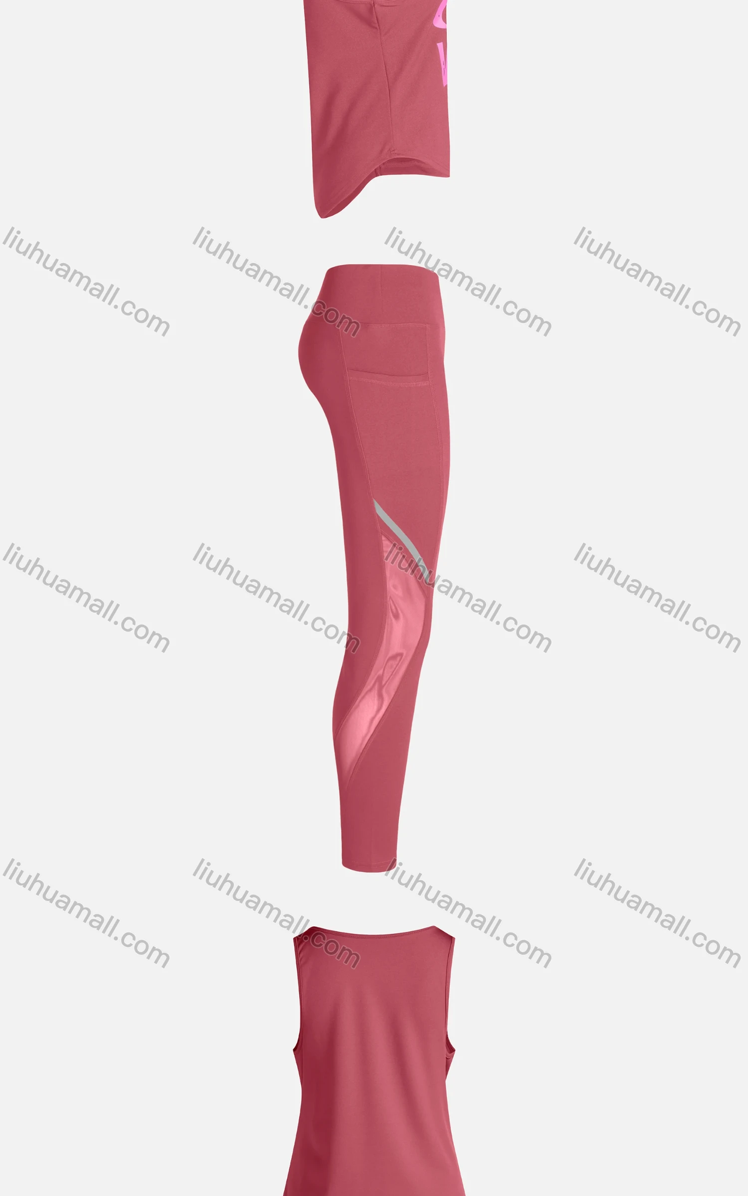 Wholesale Women's Sporty Breathable Quick Dry Letter Tank Top & High Waist Leggings 2 Piece Yoga Workout Outfits 1006#&1014# - Liuhuamall