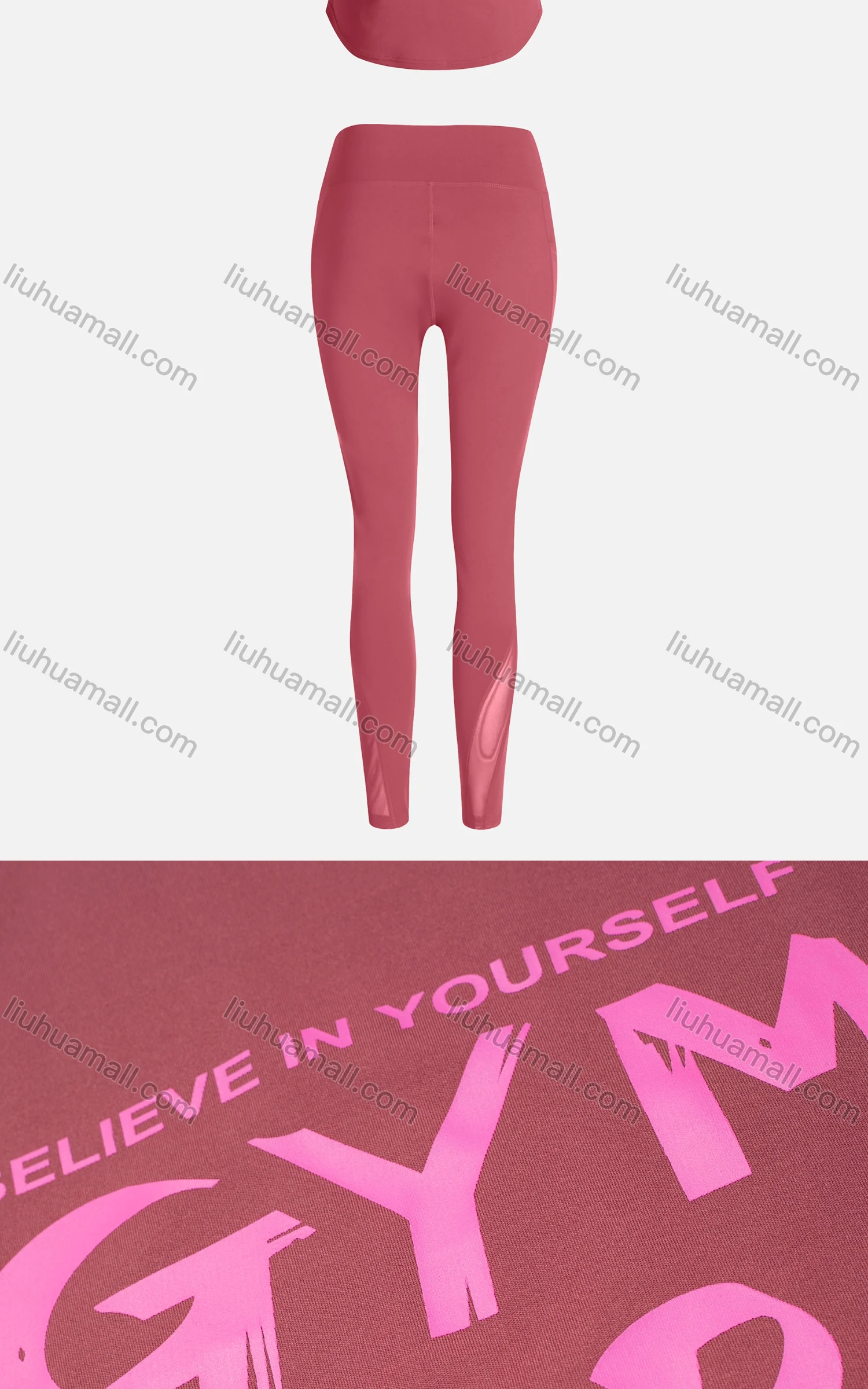 Wholesale Women's Sporty Breathable Quick Dry Letter Tank Top & High Waist Leggings 2 Piece Yoga Workout Outfits 1006#&1014# - Liuhuamall