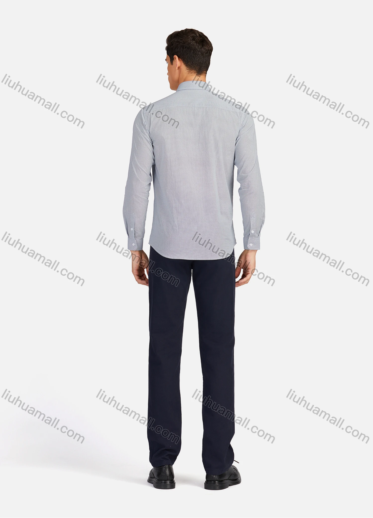 Wholesale Men's Business Plain Collared Button Down Long Sleeve Formal Shirts 5446# - Liuhuamall