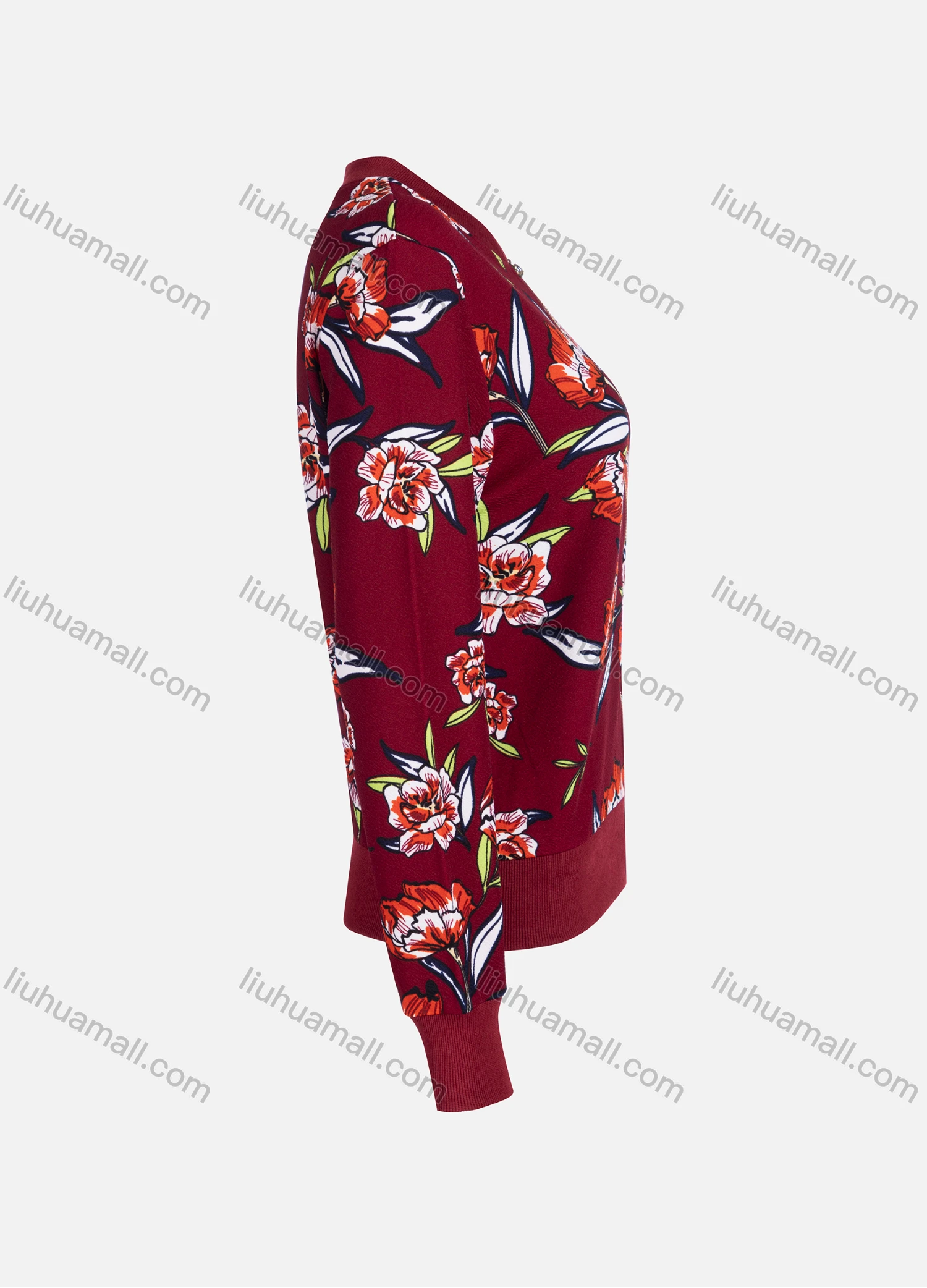 Wholesale Women's Casual Red Floral Long Sleeve Floral Print Jacket N821# - Liuhuamall