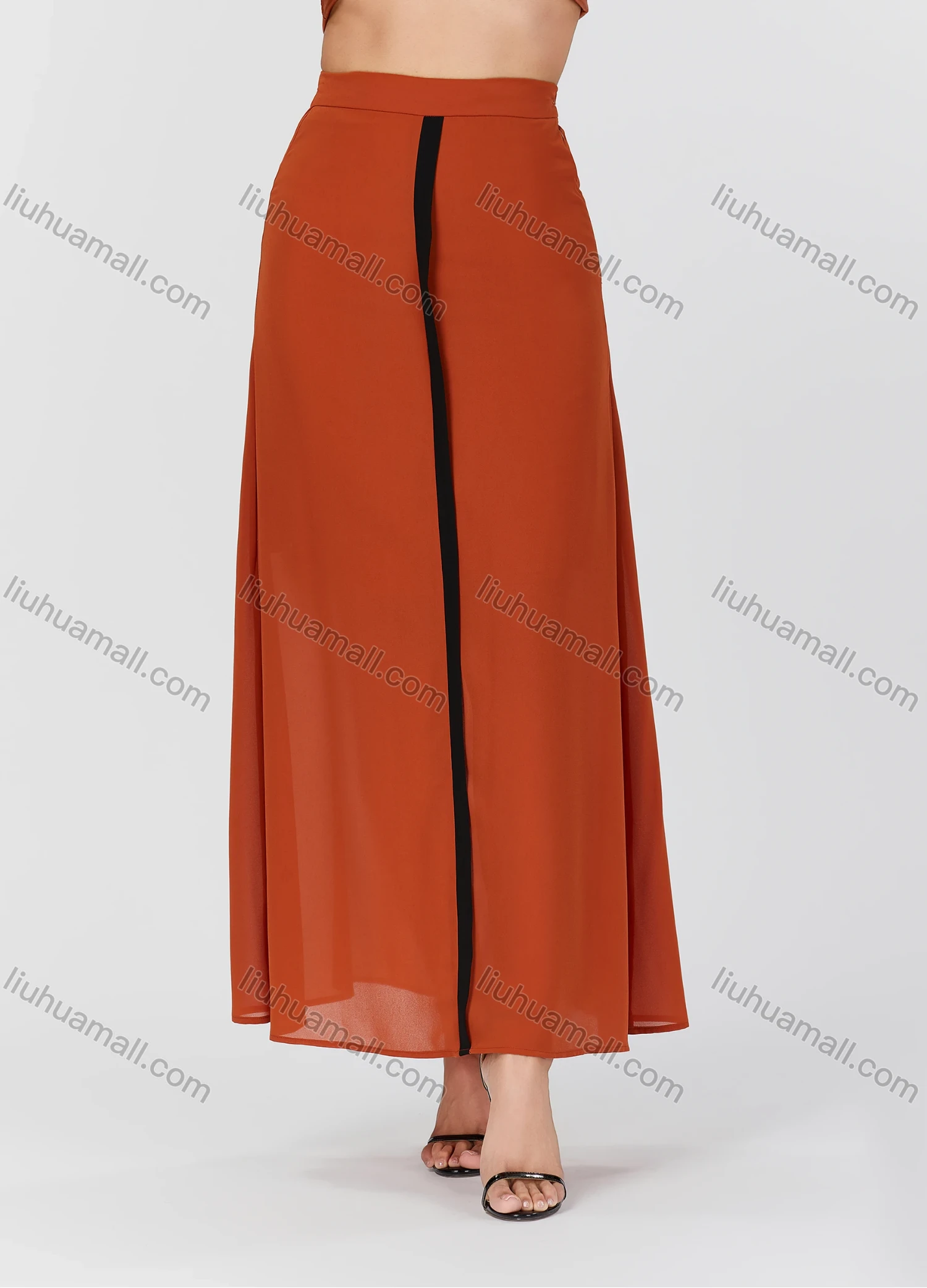 Wholesale Women's Casual Plain V Neck Button Down Sleeveless Top & Contrast Maxi Skirt 2 Piece Set V3765# - Liuhuamall