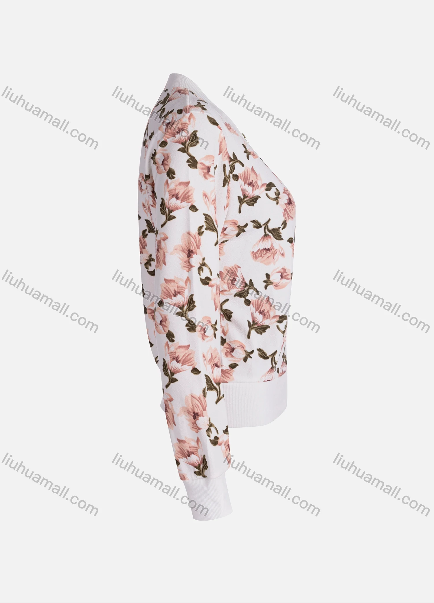 Wholesale Women's Casual Butterfly Floral Long Sleeve Fabric Zip Floral Print Jacket 9067# - Liuhuamall