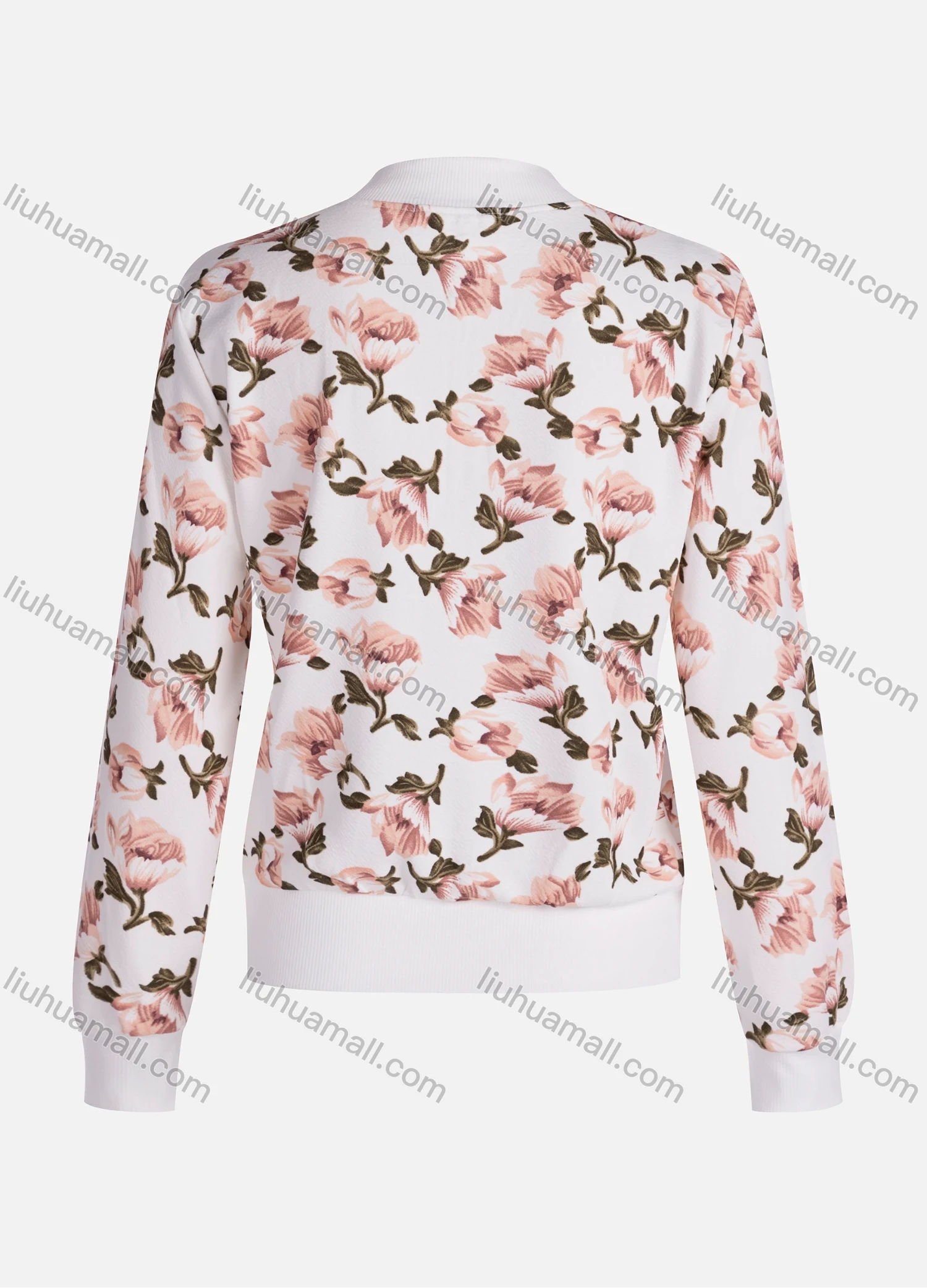 Wholesale Women's Casual Butterfly Floral Long Sleeve Fabric Zip Floral Print Jacket 9067# - Liuhuamall