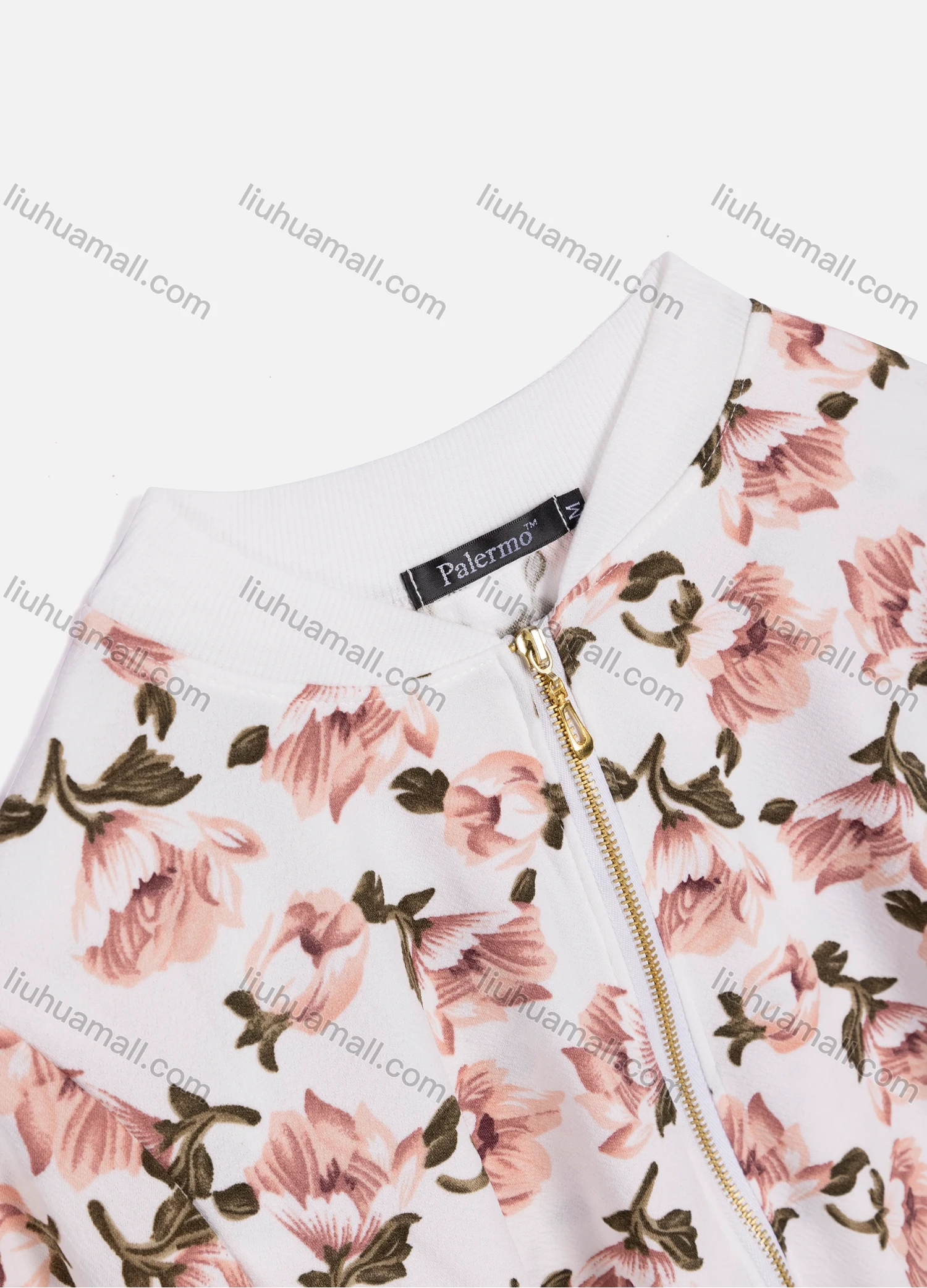 Wholesale Women's Casual Butterfly Floral Long Sleeve Fabric Zip Floral Print Jacket 9067# - Liuhuamall