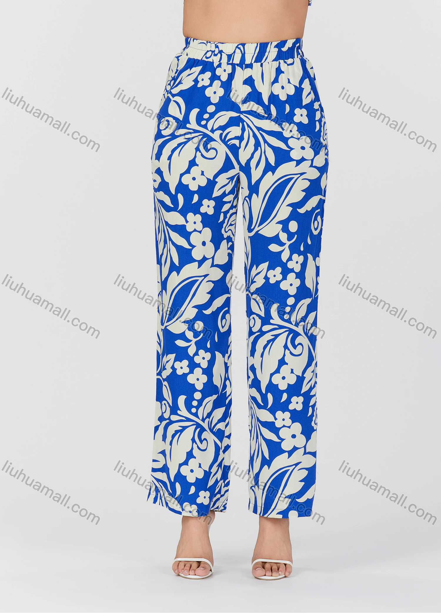 Wholesale Women's Casual Allover Floral Print V Neck Long Sleeve Button Down Top & Pants 2 Piece Set V3761# - Liuhuamall