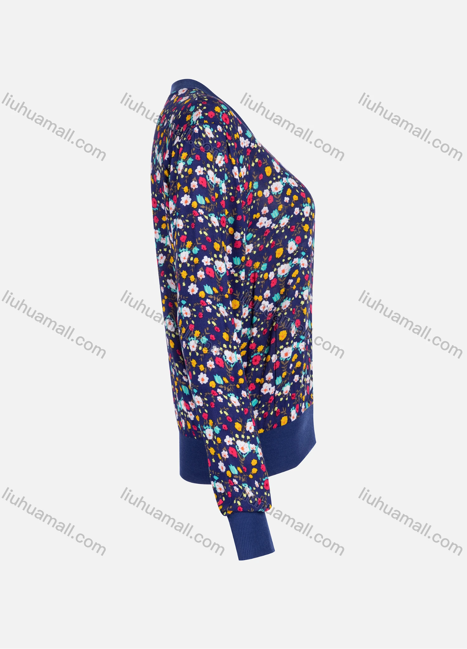 Wholesale Women's Casual Floral Long Sleeve Zip Floral Print Jacket 9066# - Liuhuamall