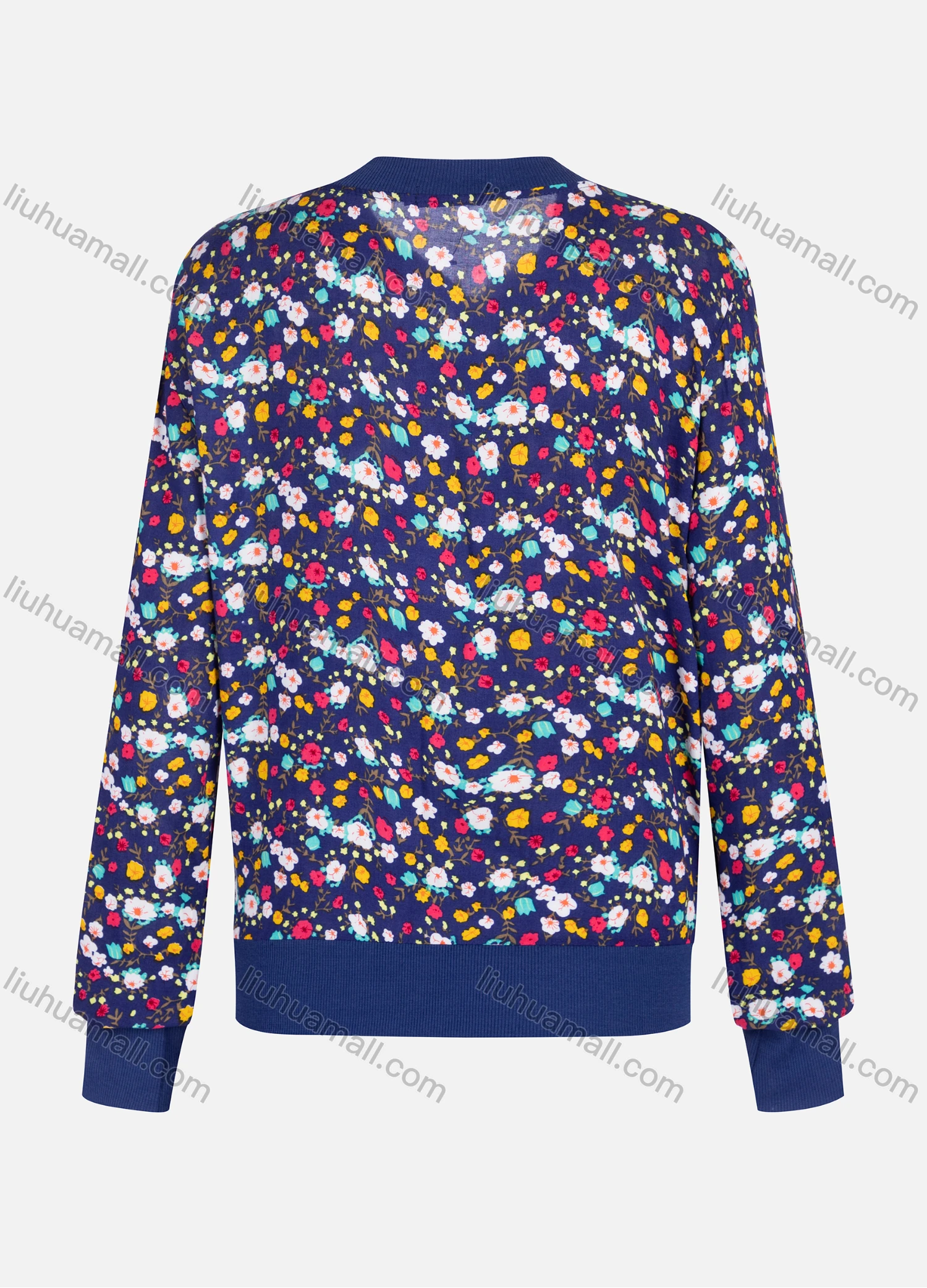 Wholesale Women's Casual Floral Long Sleeve Zip Floral Print Jacket 9066# - Liuhuamall