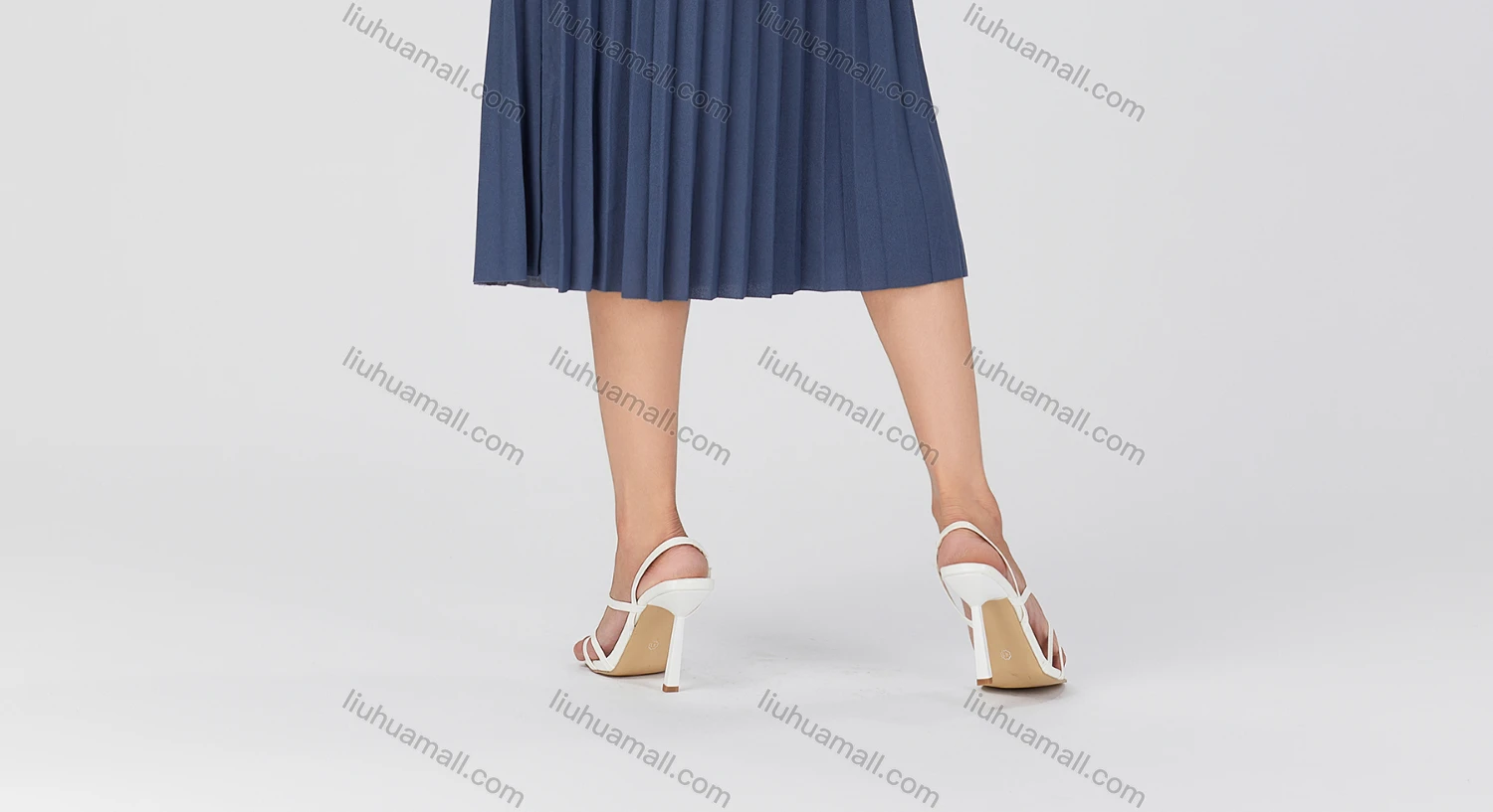 Wholesale Women's Casual Plain Pleated Midi Skirt With Belt 8017# - Liuhuamall