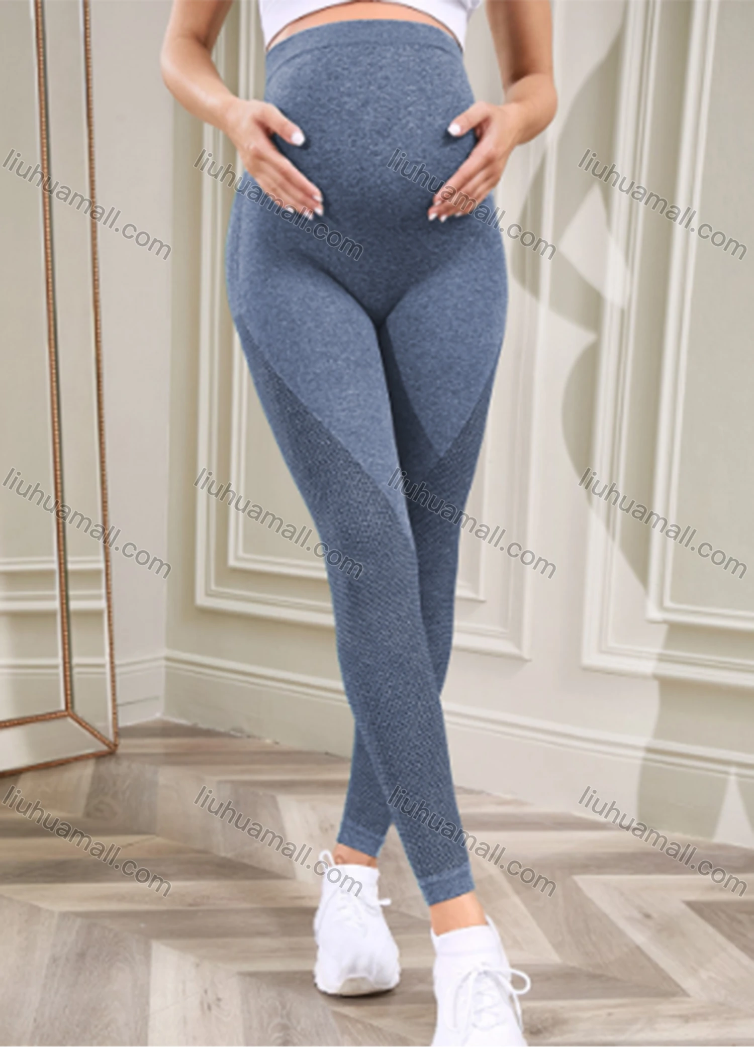 Wholesale Women's Sporty Splicing Colorblock High Waist Stretchy Maternity Yoga Pants GB-1107# - Liuhuamall