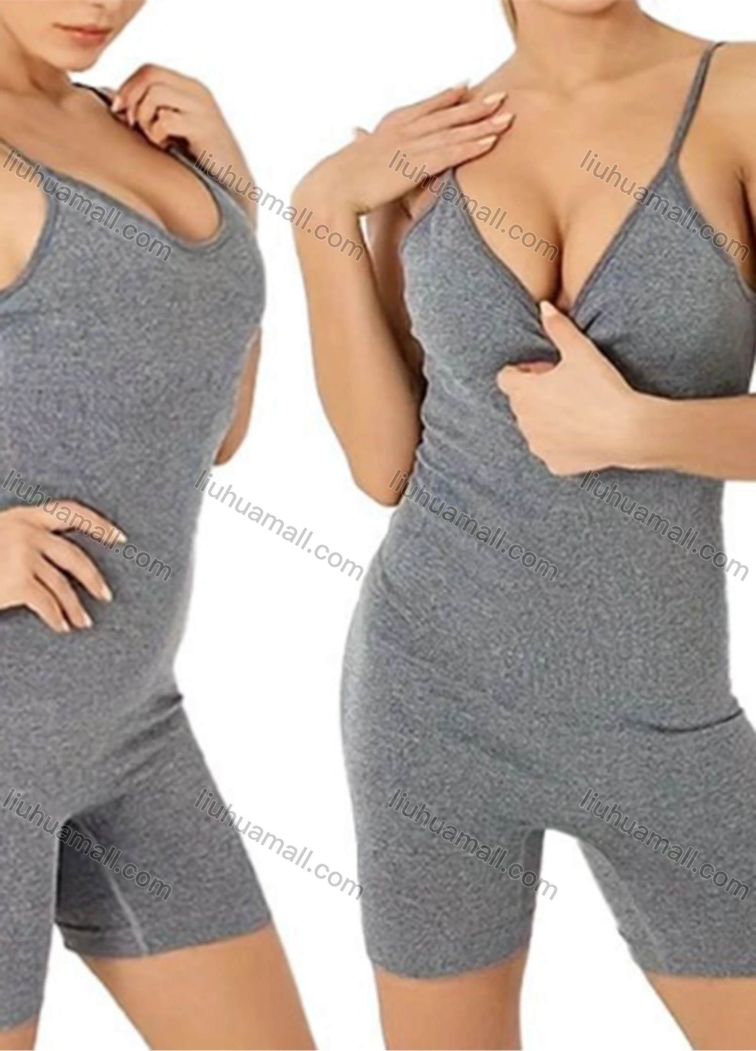 Wholesale Women's Athletic Plain Spaghetti Strap Stretchy Cami Yoga Romper GJ-8802# - Liuhuamall