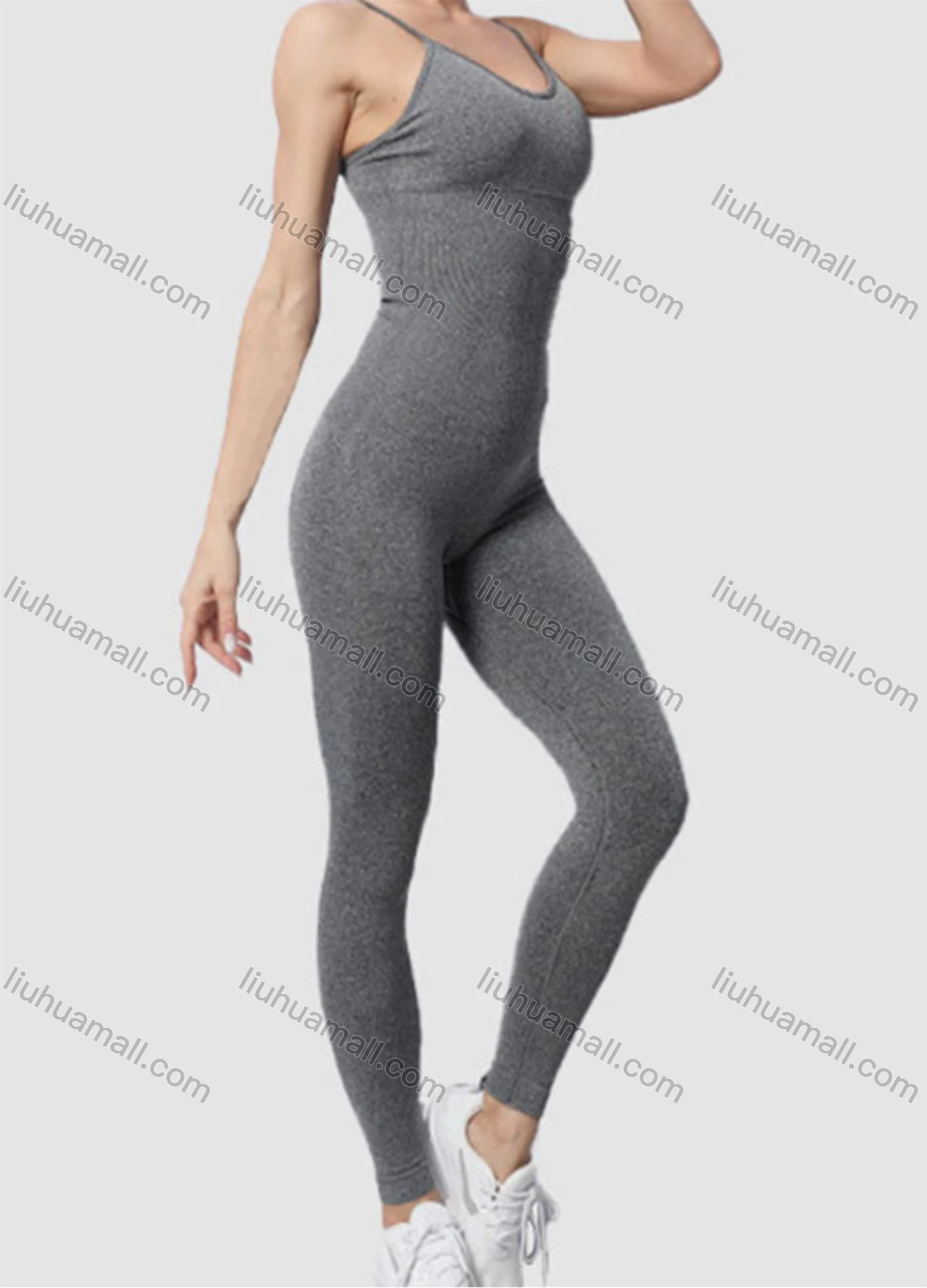 Wholesale Women's Athletic Plain Spaghetti Strap Stretchy Cami Yoga Jumpsuits GJ-8805# - Liuhuamall