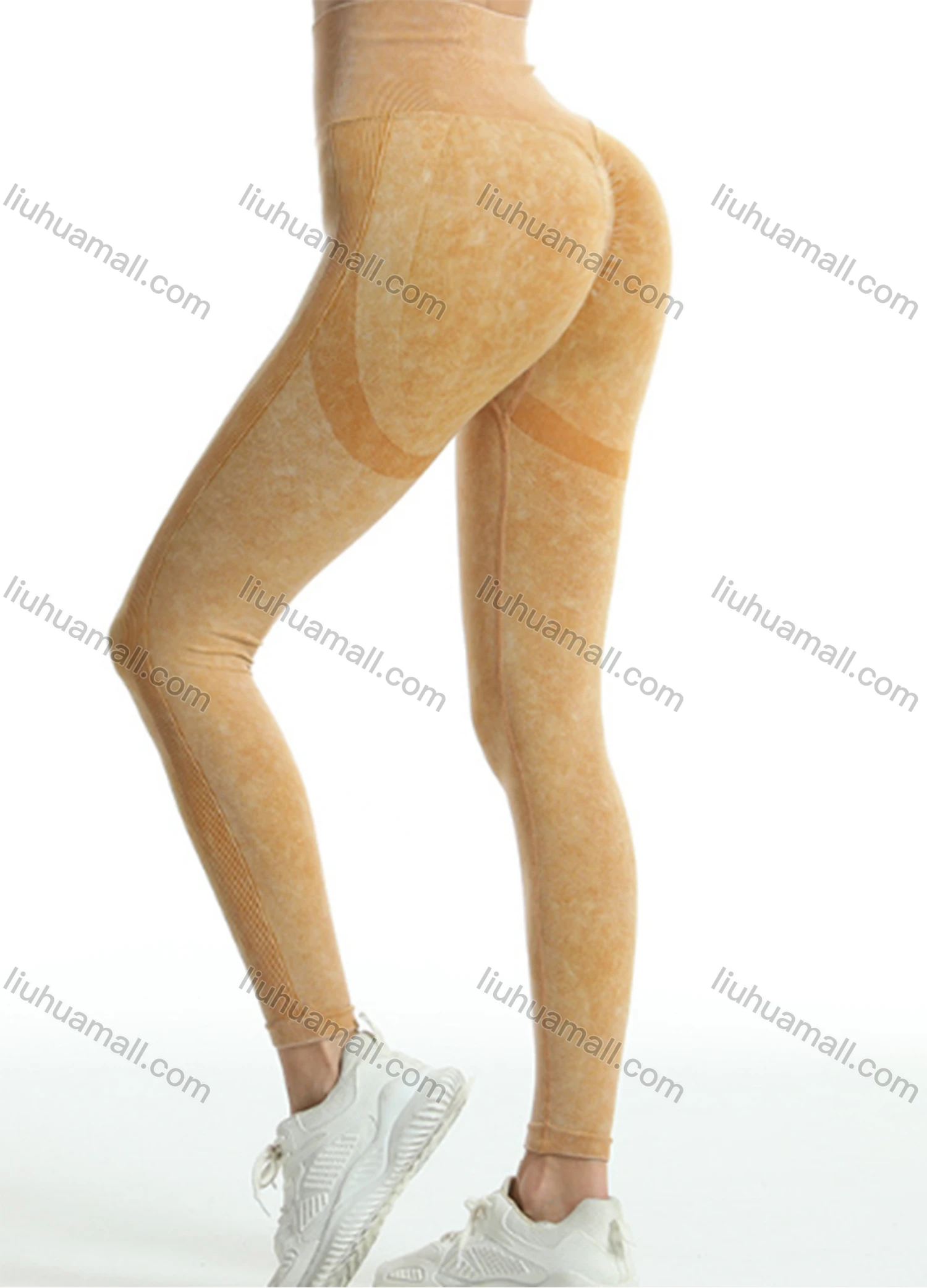 Wholesale Women's Sporty Plain Splicing Ruched High Waist Stretchy Butt Lifting Yoga Pants GP-5200# - Liuhuamall