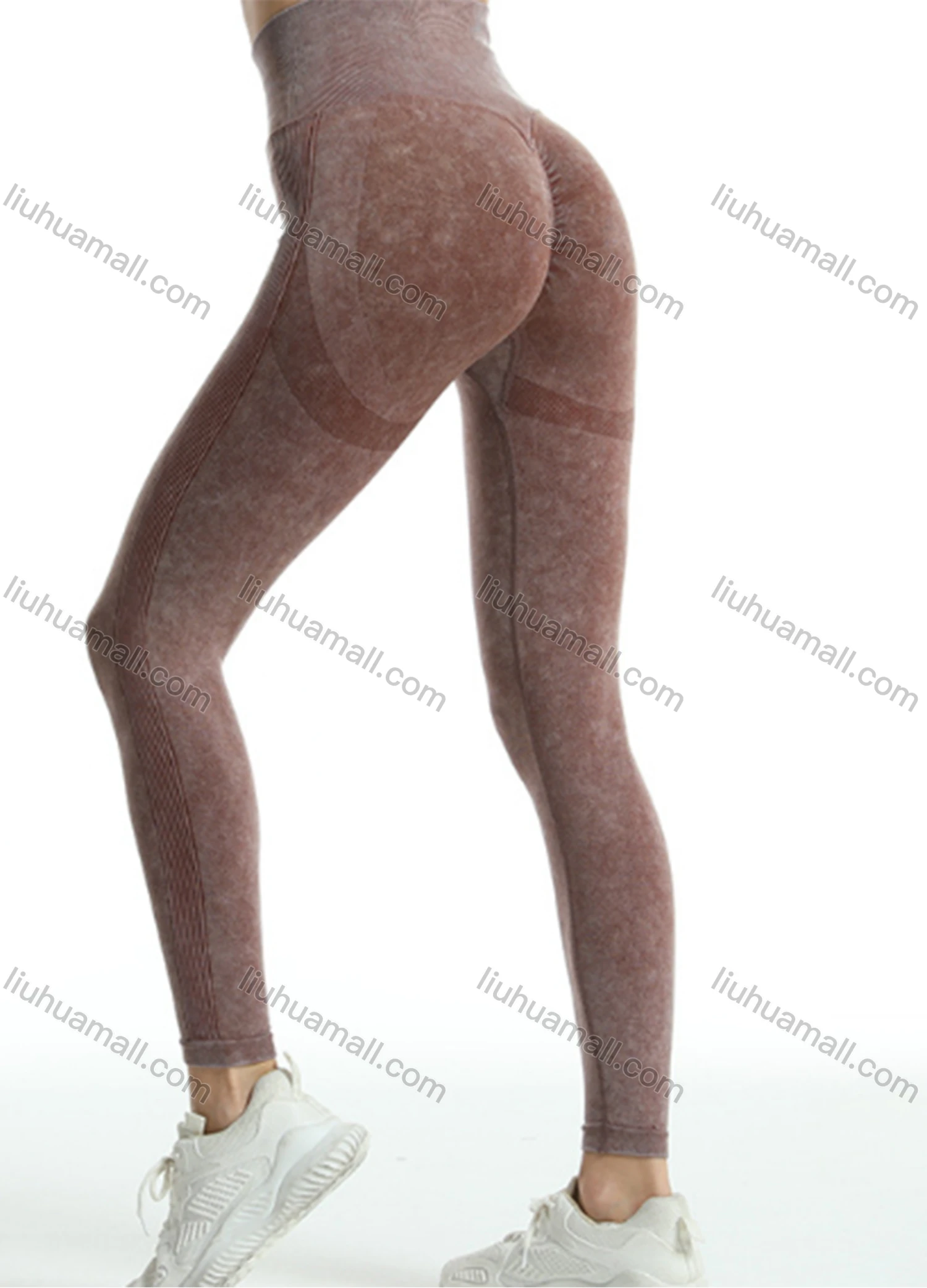 Wholesale Women's Sporty Plain Splicing Ruched High Waist Stretchy Butt Lifting Yoga Pants GP-5200# - Liuhuamall