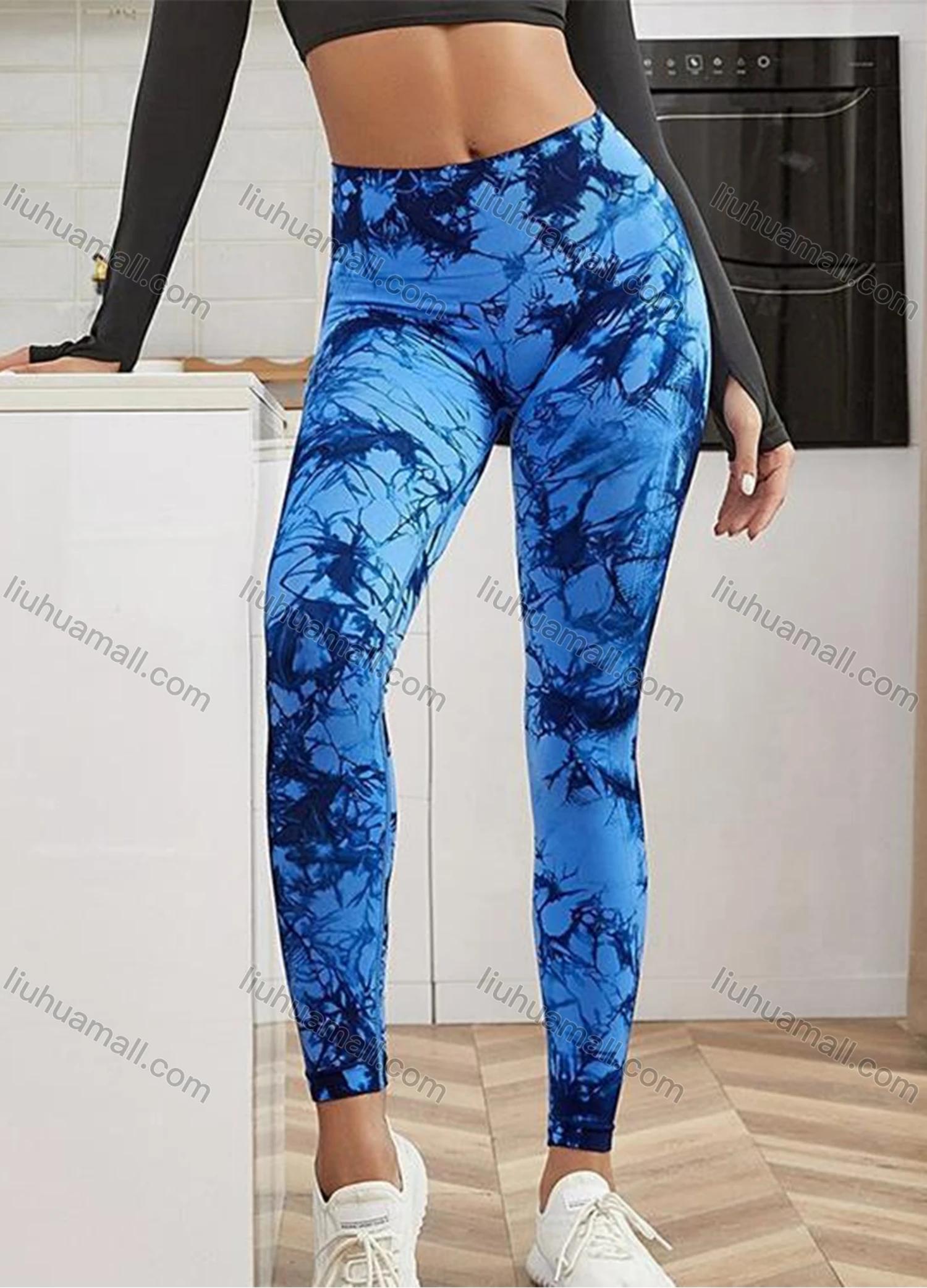 Wholesale Women's Athletic Tie Dye Ribbed High Waist Stretchy Butt Lifting Yoga Pants GP-5700# - Liuhuamall