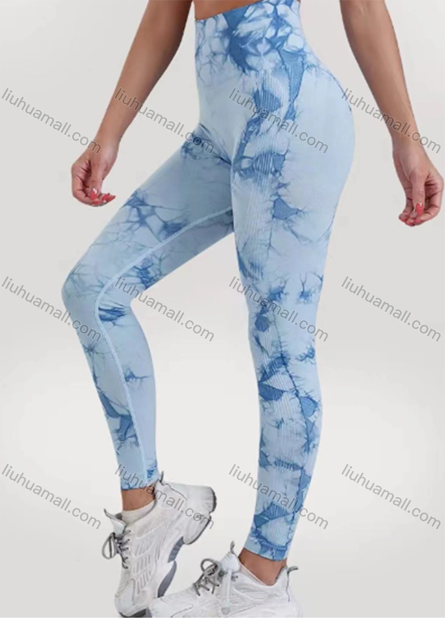 Wholesale Women's Athletic Tie Dye Ribbed High Waist Stretchy Butt Lifting Yoga Pants GP-5700# - Liuhuamall