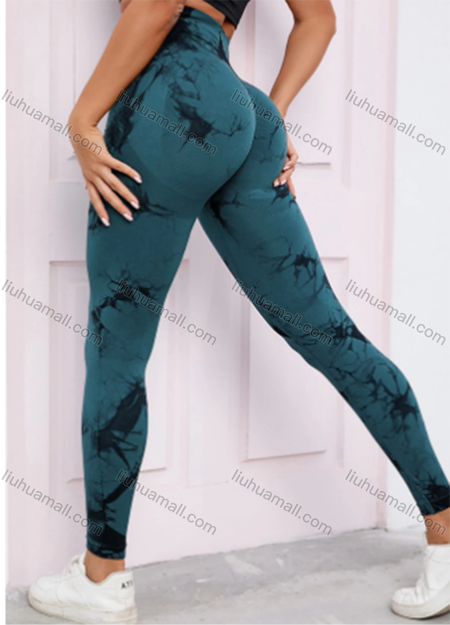 Wholesale Women's Athletic Tie Dye Ribbed High Waist Stretchy Butt Lifting Yoga Pants GP-5700# - Liuhuamall