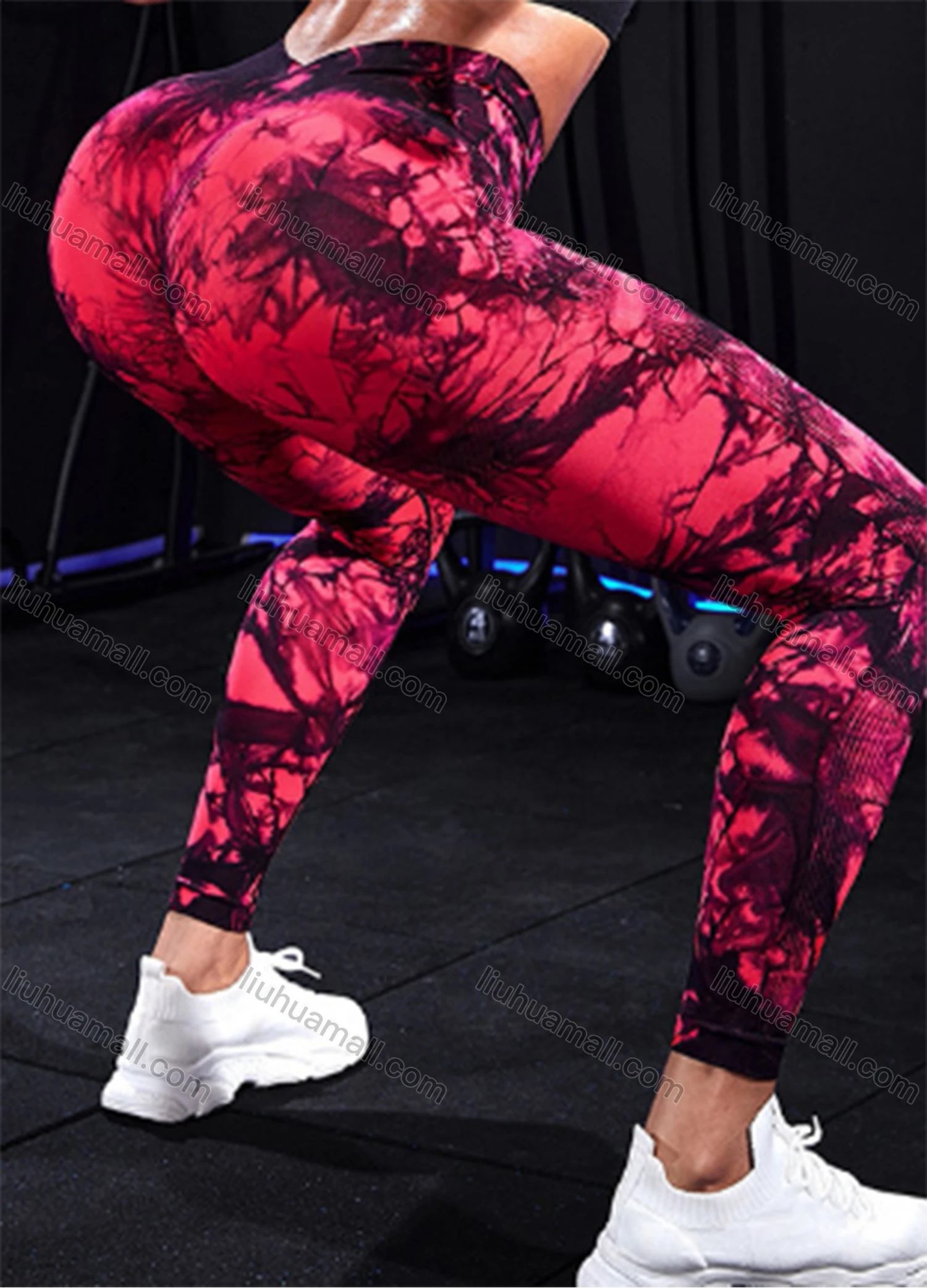 Wholesale Women's Athletic Tie Dye Ribbed High Waist Stretchy Butt Lifting Yoga Pants GP-5700# - Liuhuamall