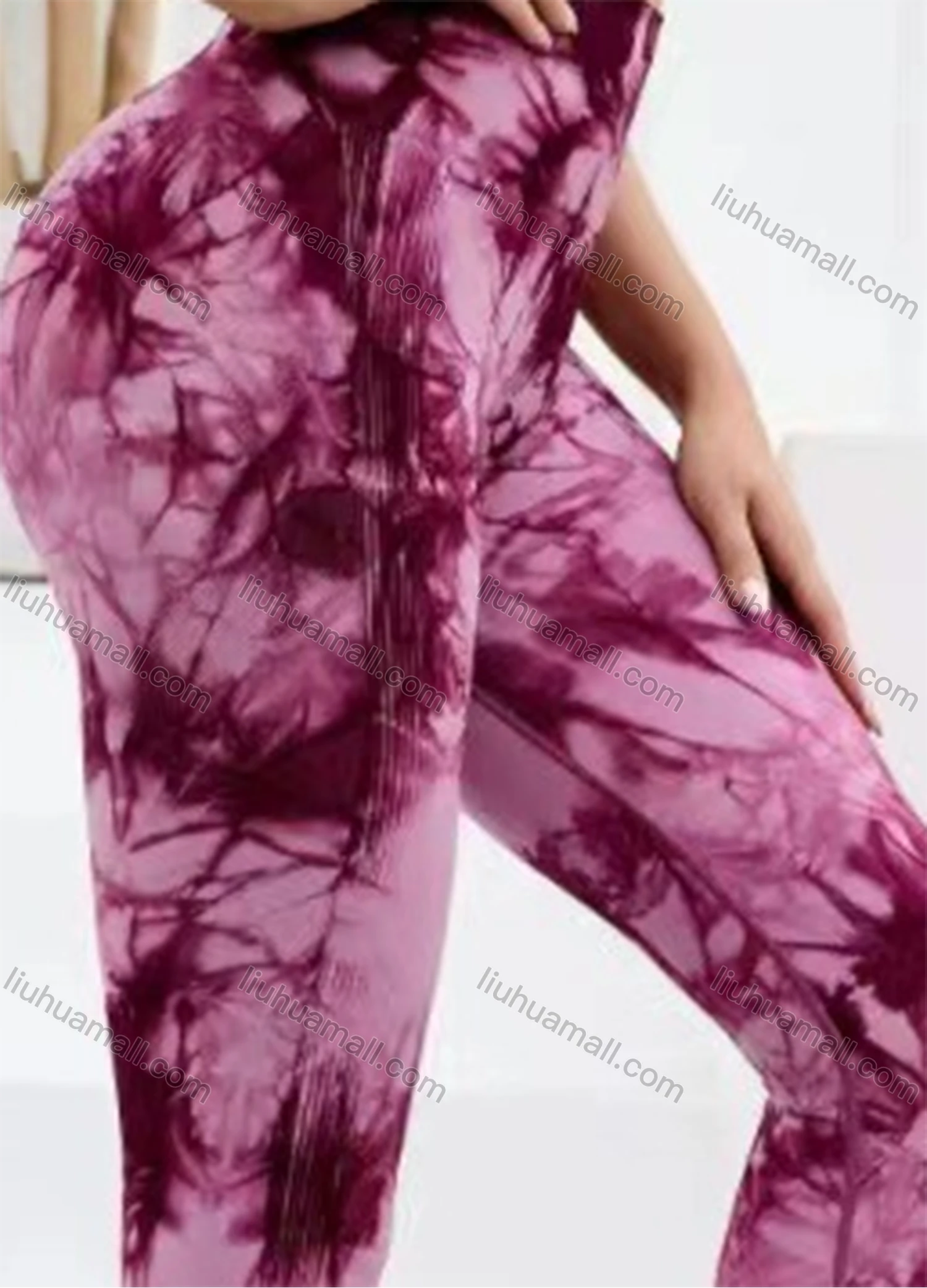 Wholesale Women's Athletic Tie Dye Ribbed High Waist Stretchy Butt Lifting Yoga Pants GP-5700# - Liuhuamall
